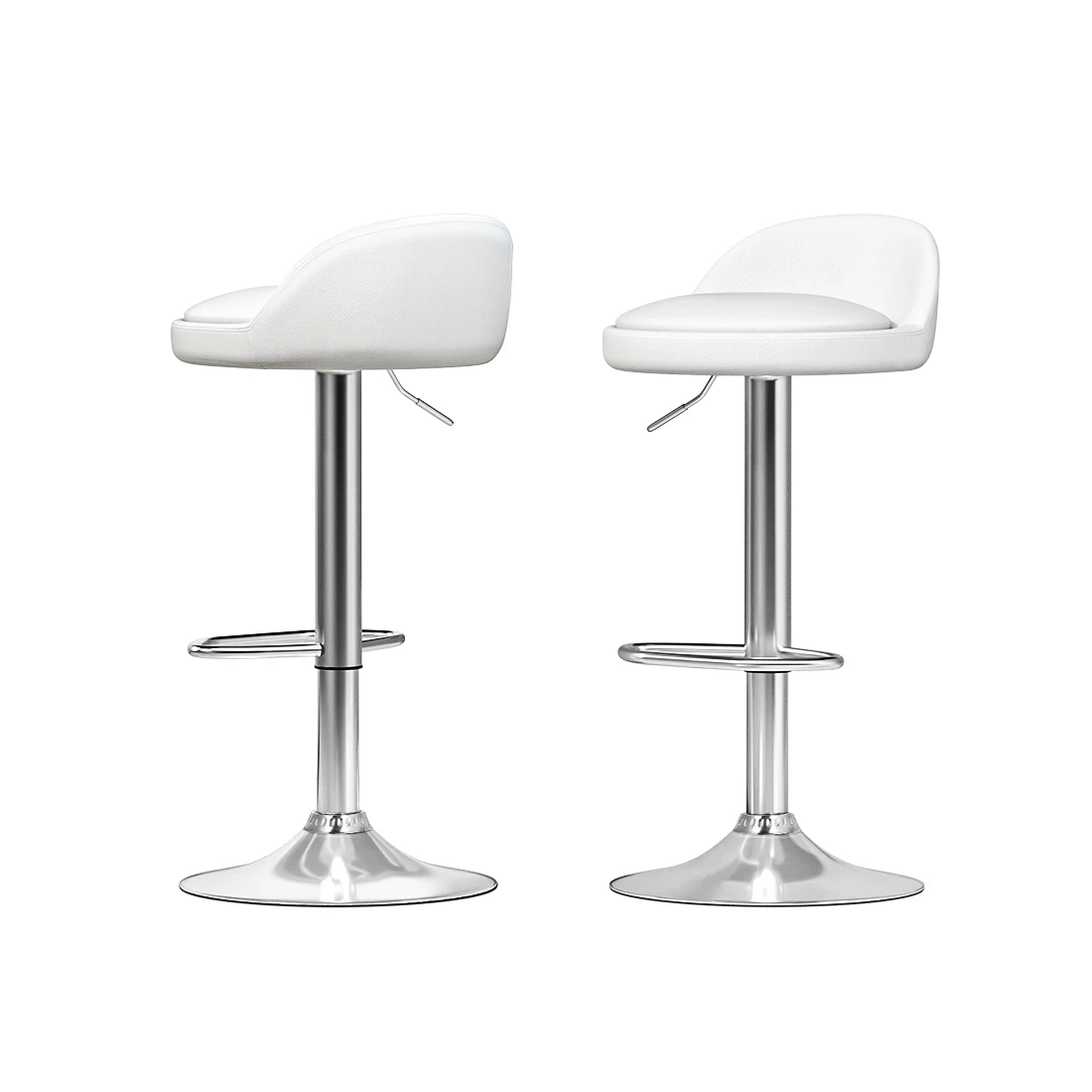1 Artiss 2x Bar Stools PU Leather Gas Lift - White, 1 of 6