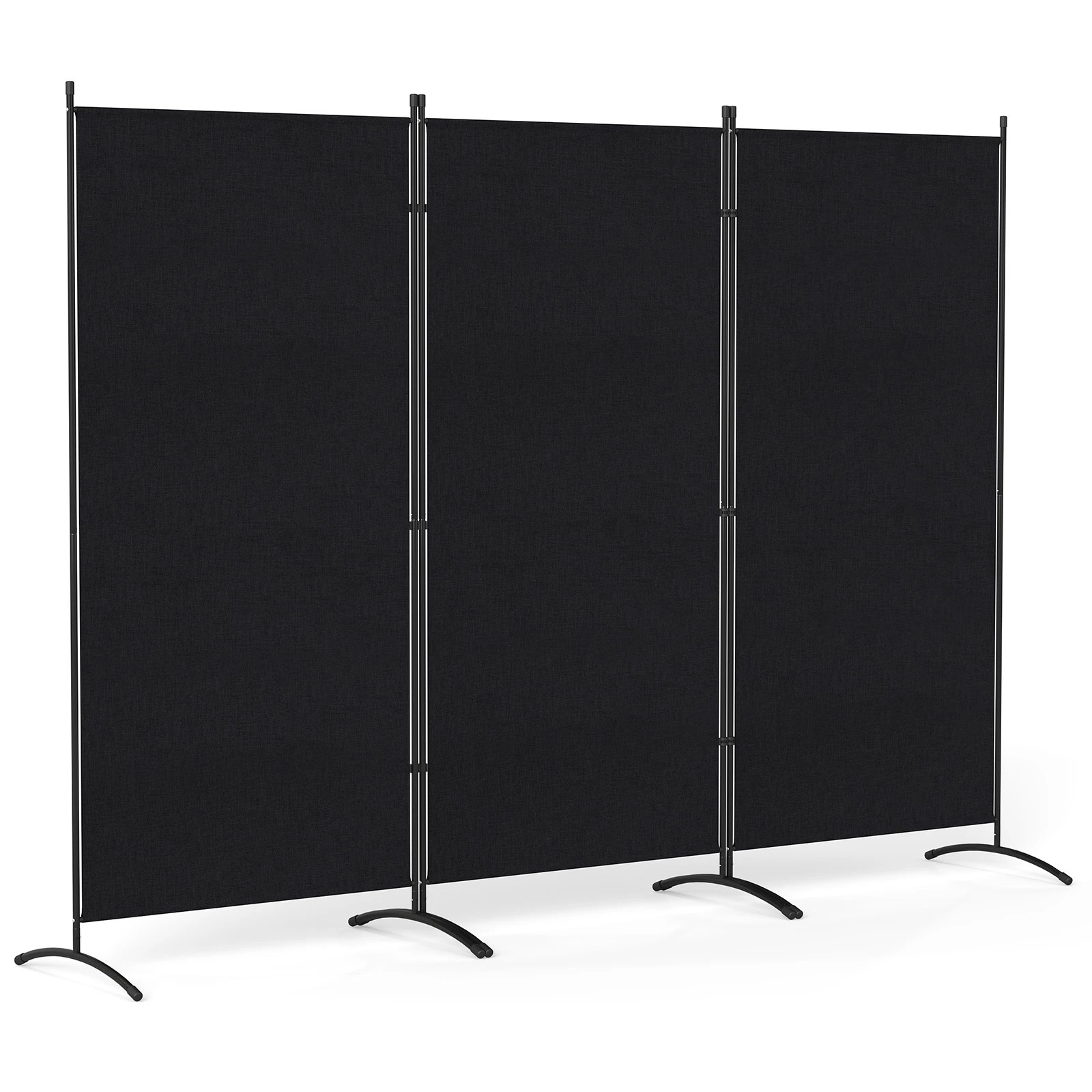 1 Costway 3 Panel Room Divider Folding Privacy Screen Wall Partition Stand Home Office - Black, 1 of 4