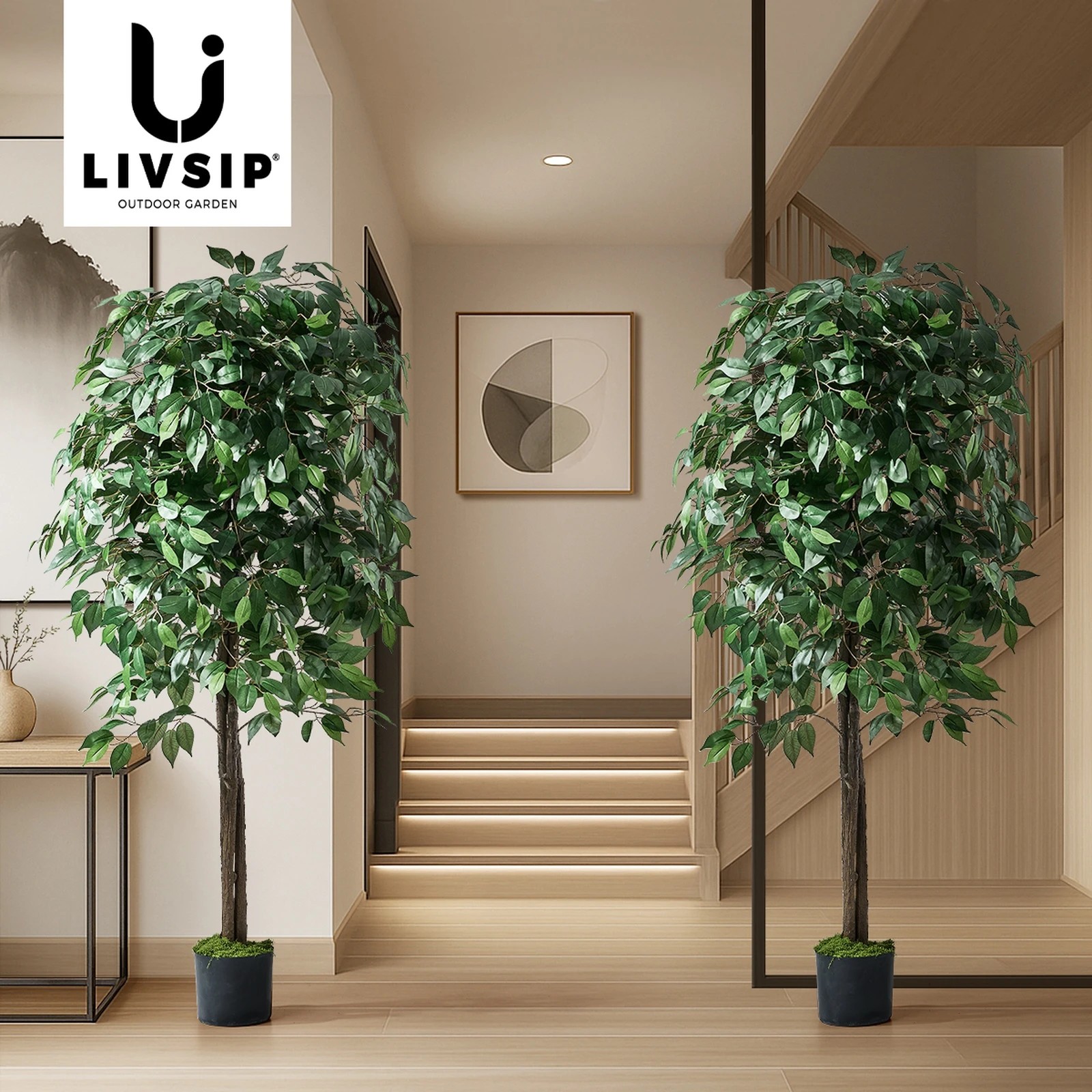6 Livsip 2 Pack Artificial Ficus Tree Faux Potted Plant 180cm - Green, 6 of 10