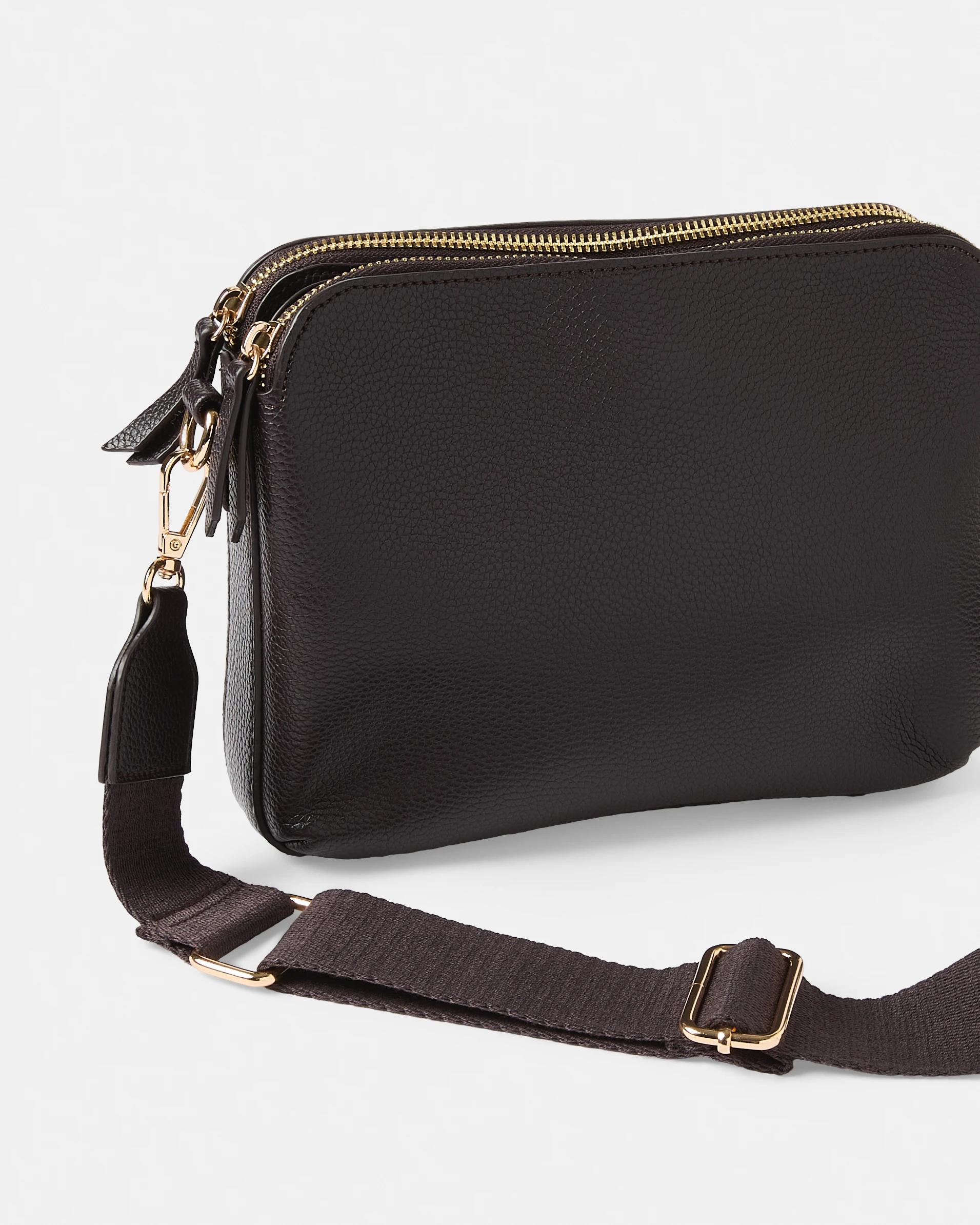 3 Double Pocket Crossbody Bag Deep Fudge, 3 of 6