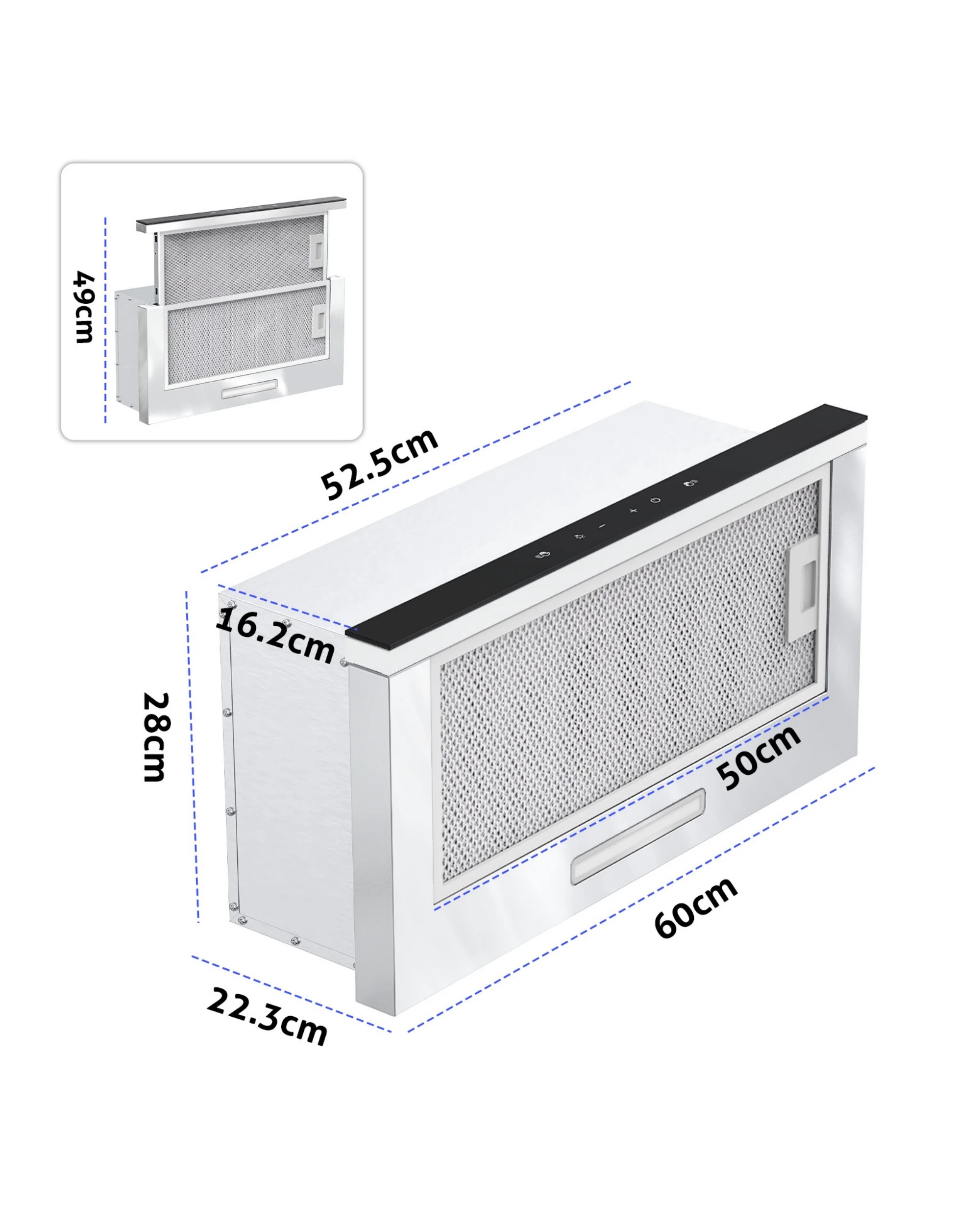 5 Yopower 60cm Slide Out Range Hood with Gesture Control for Cabinet or Wall Mount, 5 of 5