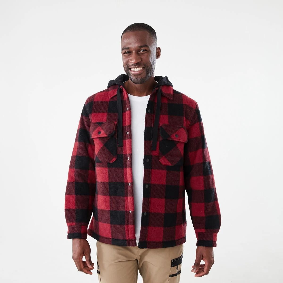 1 Workwear Padded Industrial Jacket Red Check, 1 of 8
