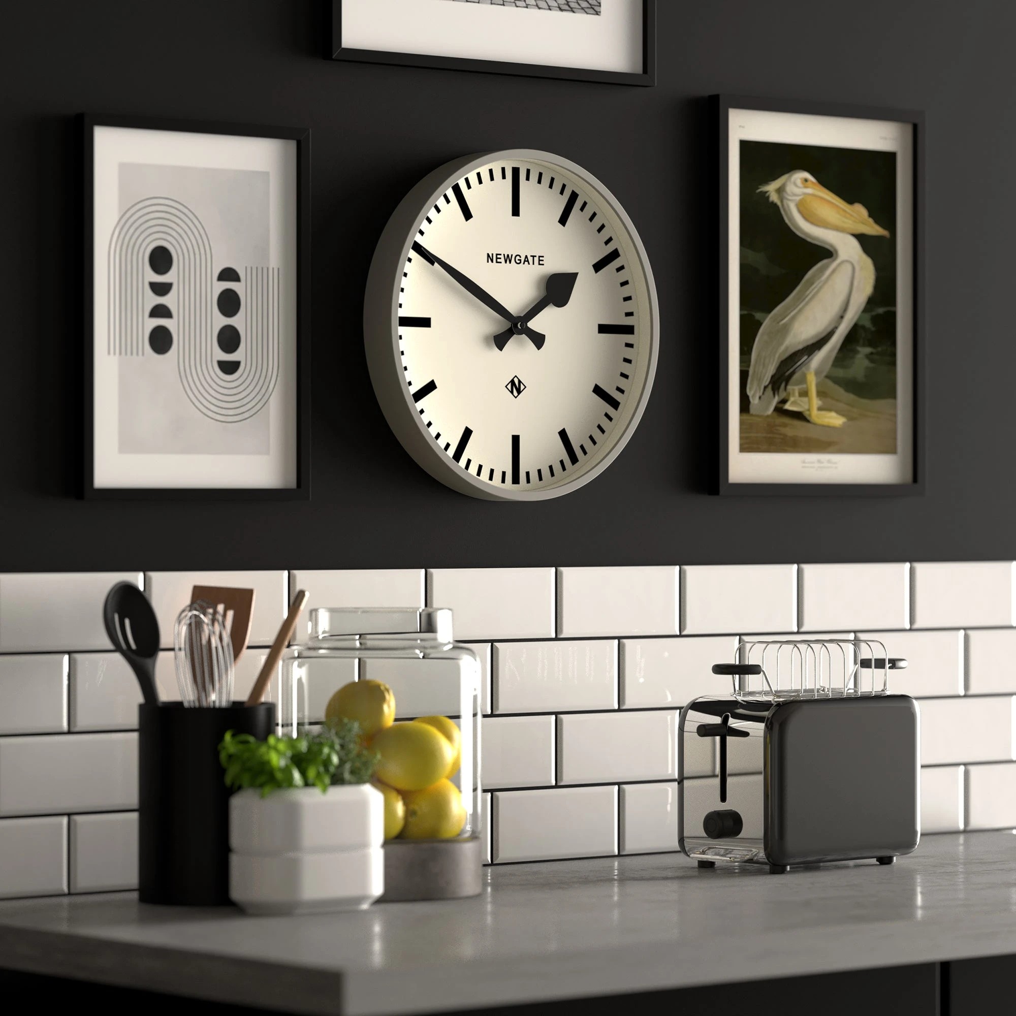 Newgate Railway Clock Grey - Grey - Kmart