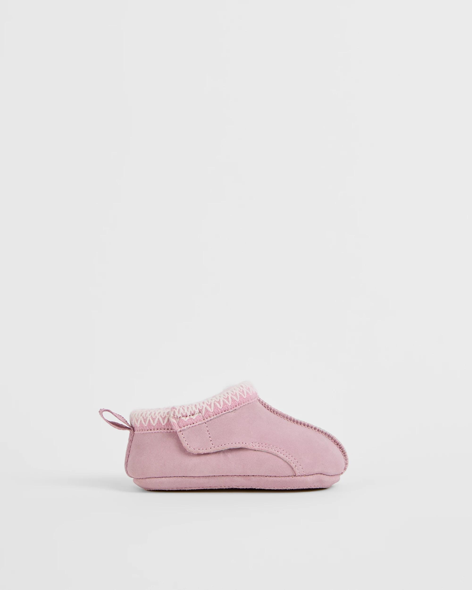 1 Australian Design Ugg Boots and Slippers Baby Australian Design Suede Leather First Walker Slippers PINK, 1 of 3