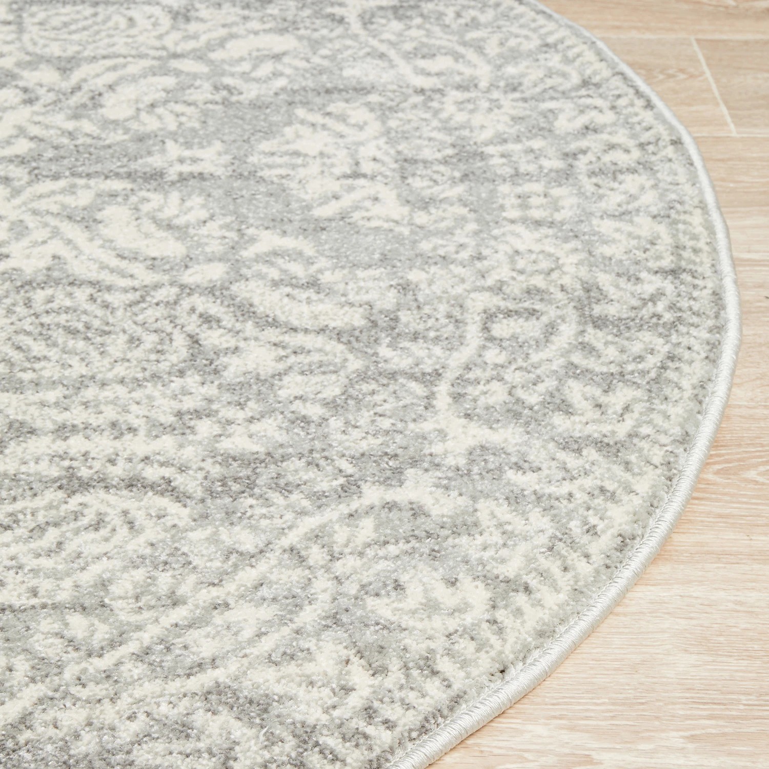 6 Common Ground Rugs Phantom 358 200x200cm - Medium Round Power Loomed Pet Friendly Rug - Silver, 6 of 9