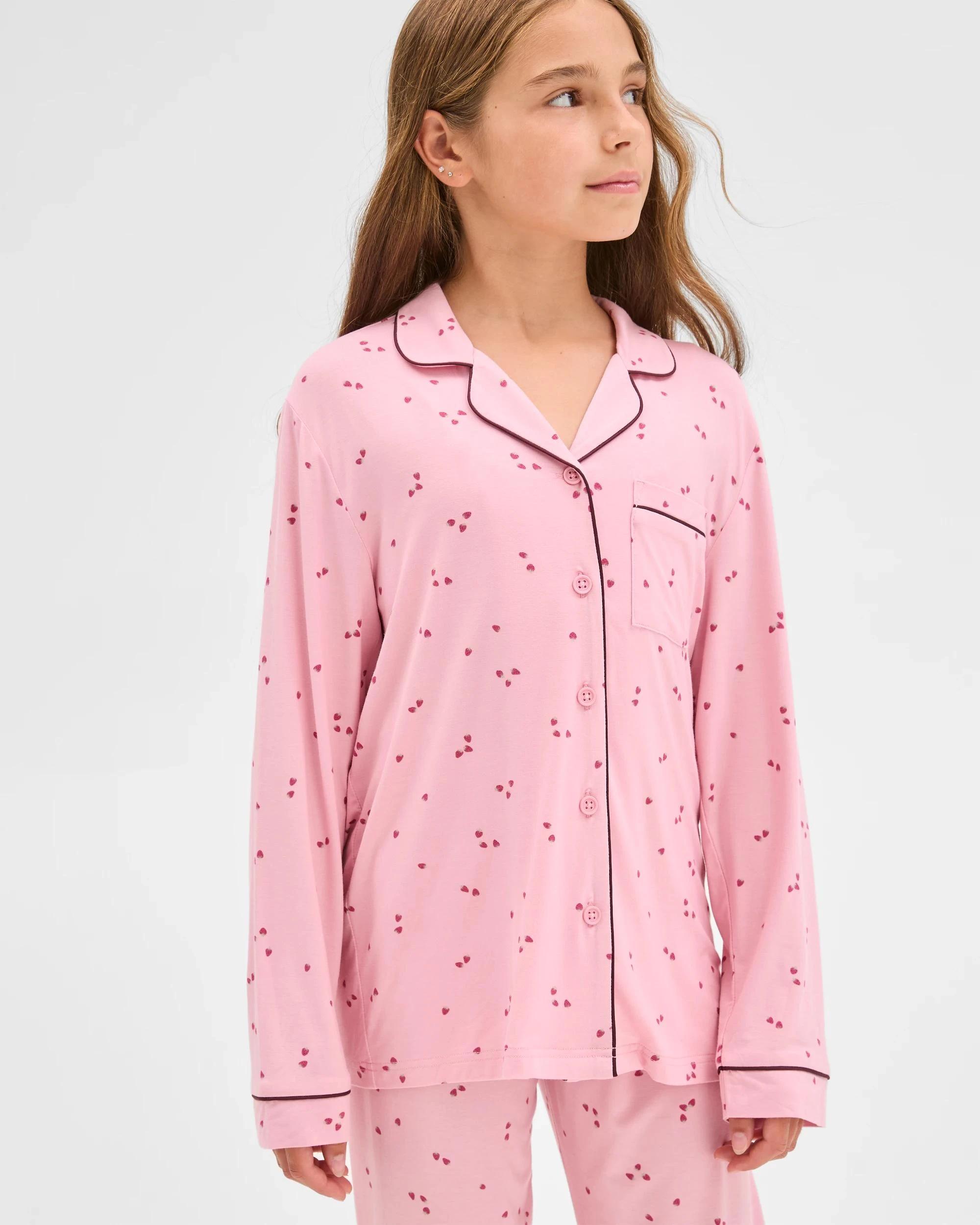 4 Target Kids Bamboo Older Girls Button Through Pyjama Set PINK STRAWBERRY, 4 of 9