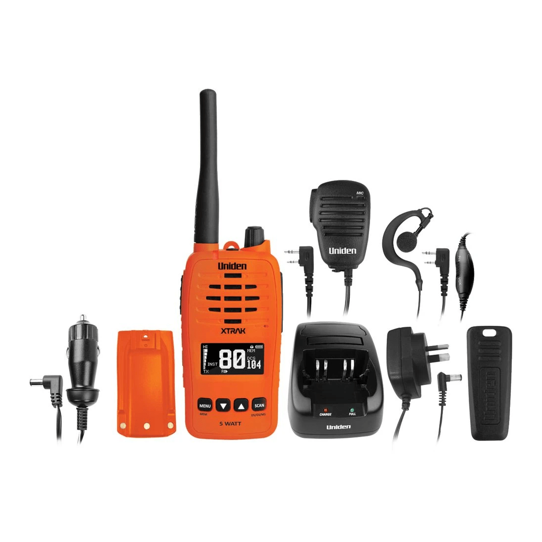 2 Uniden 5W Waterproof Smart UHF Radio XTRAK50 Orange, 2 of 5