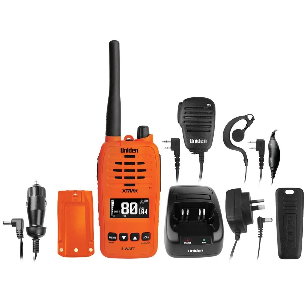 2 Uniden 5W Waterproof Smart UHF Radio XTRAK50 Orange, 2 of 5