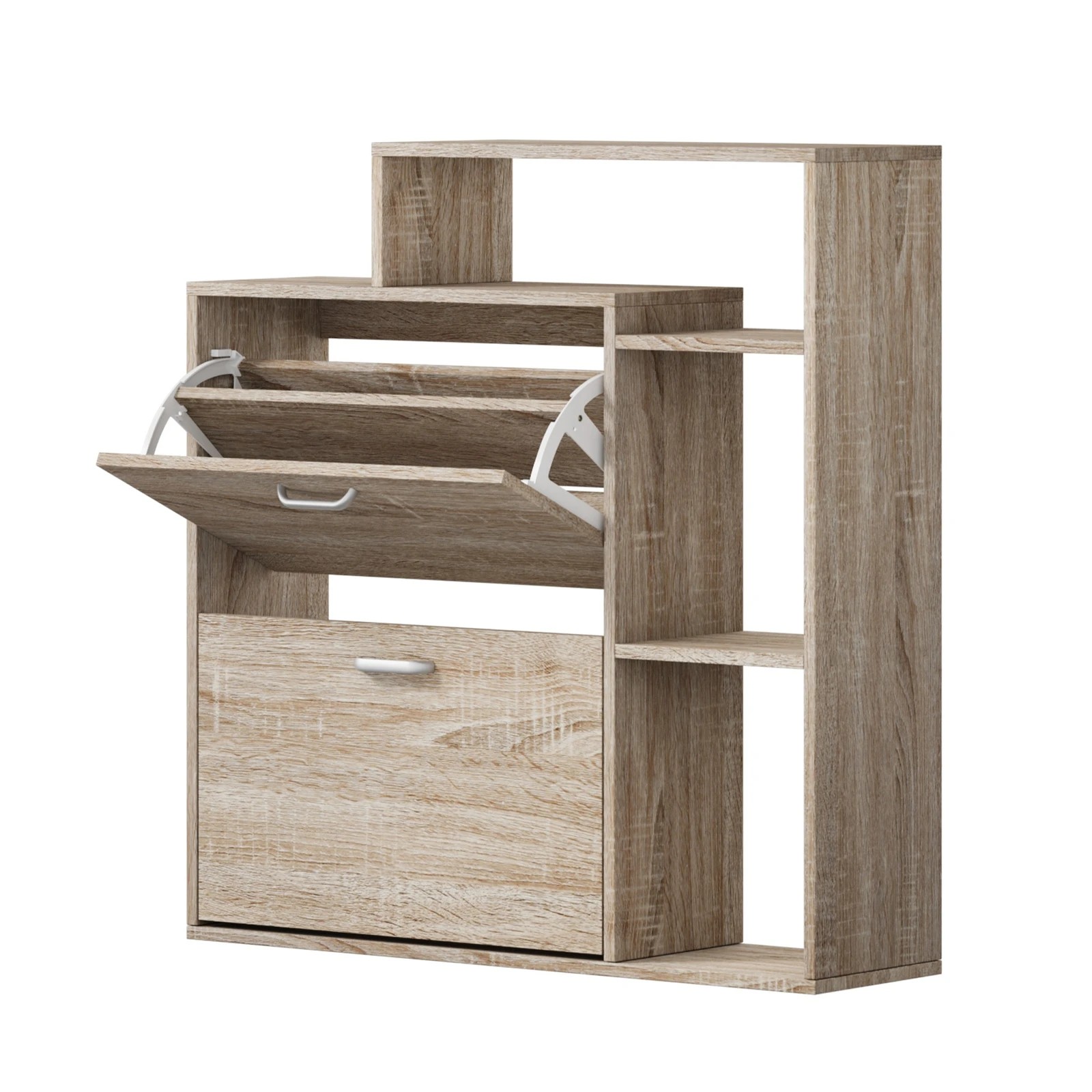 5 Oikiture Shoe Cabinet Storage 2 Doors Shoes Rack Display with Shelves - Natural, 5 of 8