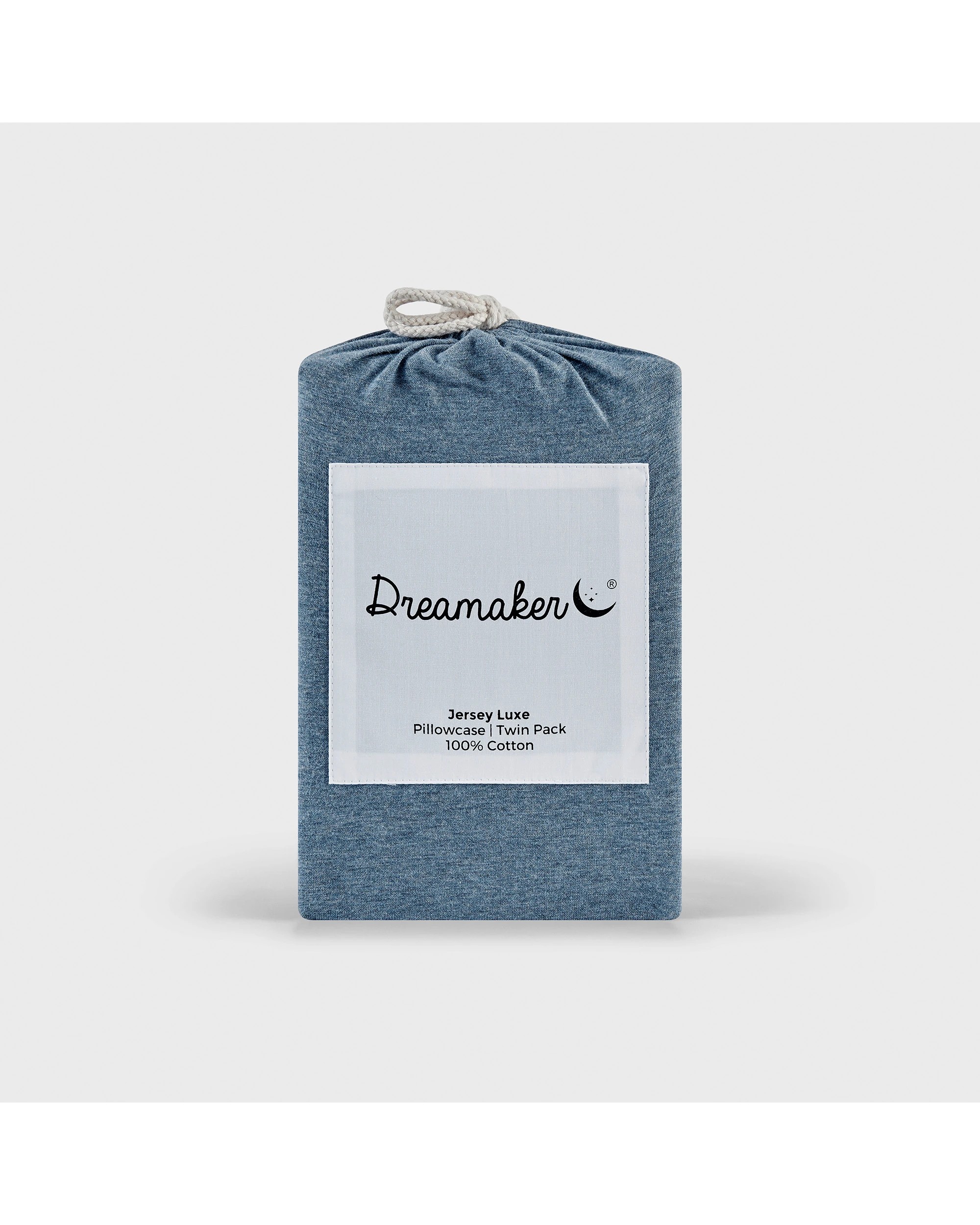 5 Dreamaker Jersey Luxe 100% Cotton Standard Pillowcase Twin Pack - Denim, 5 of 5