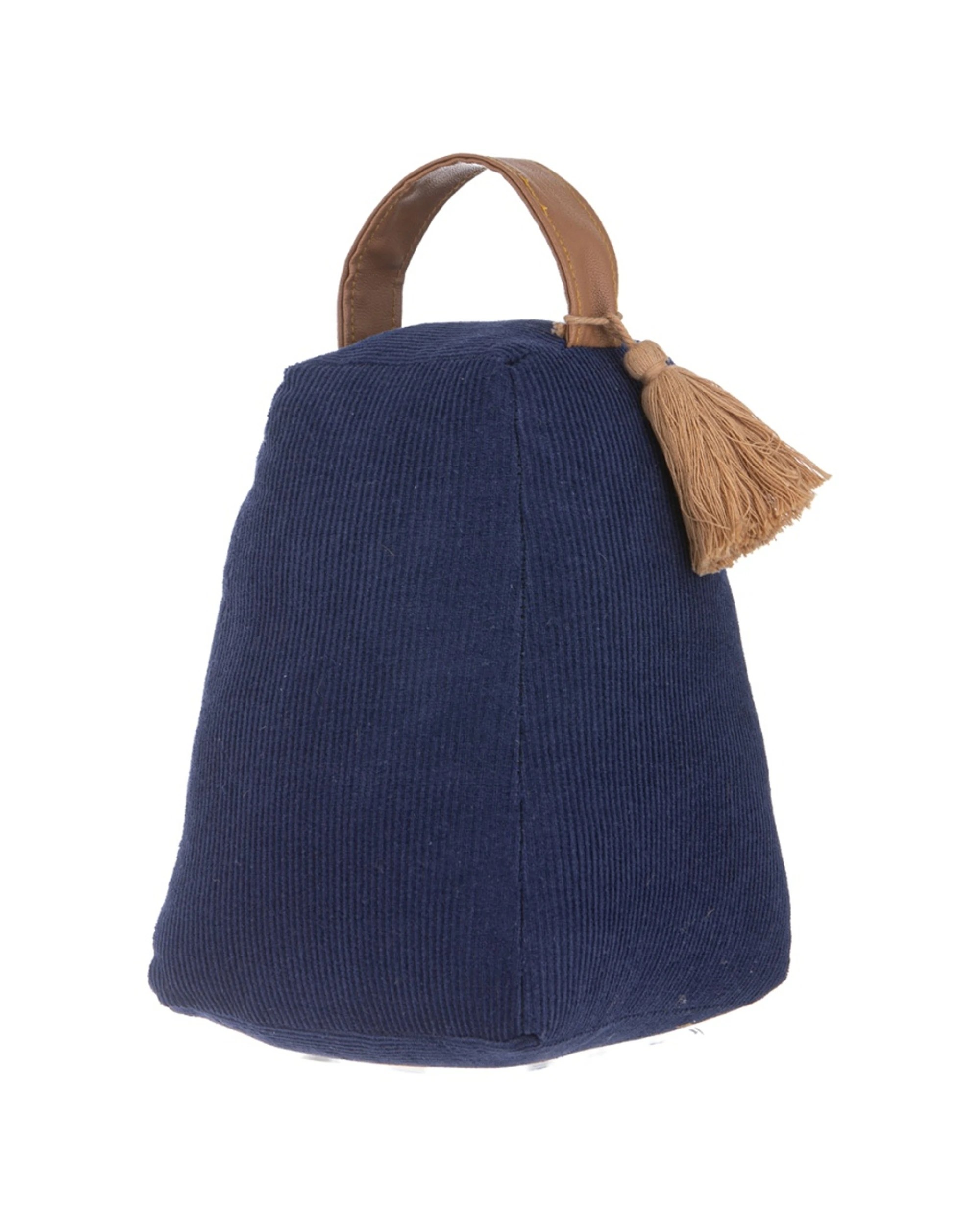 1 Ladelle Mossman Corduroy Weighted Door Stop With Handle & Braided Tassel - Blue, 1 of 1