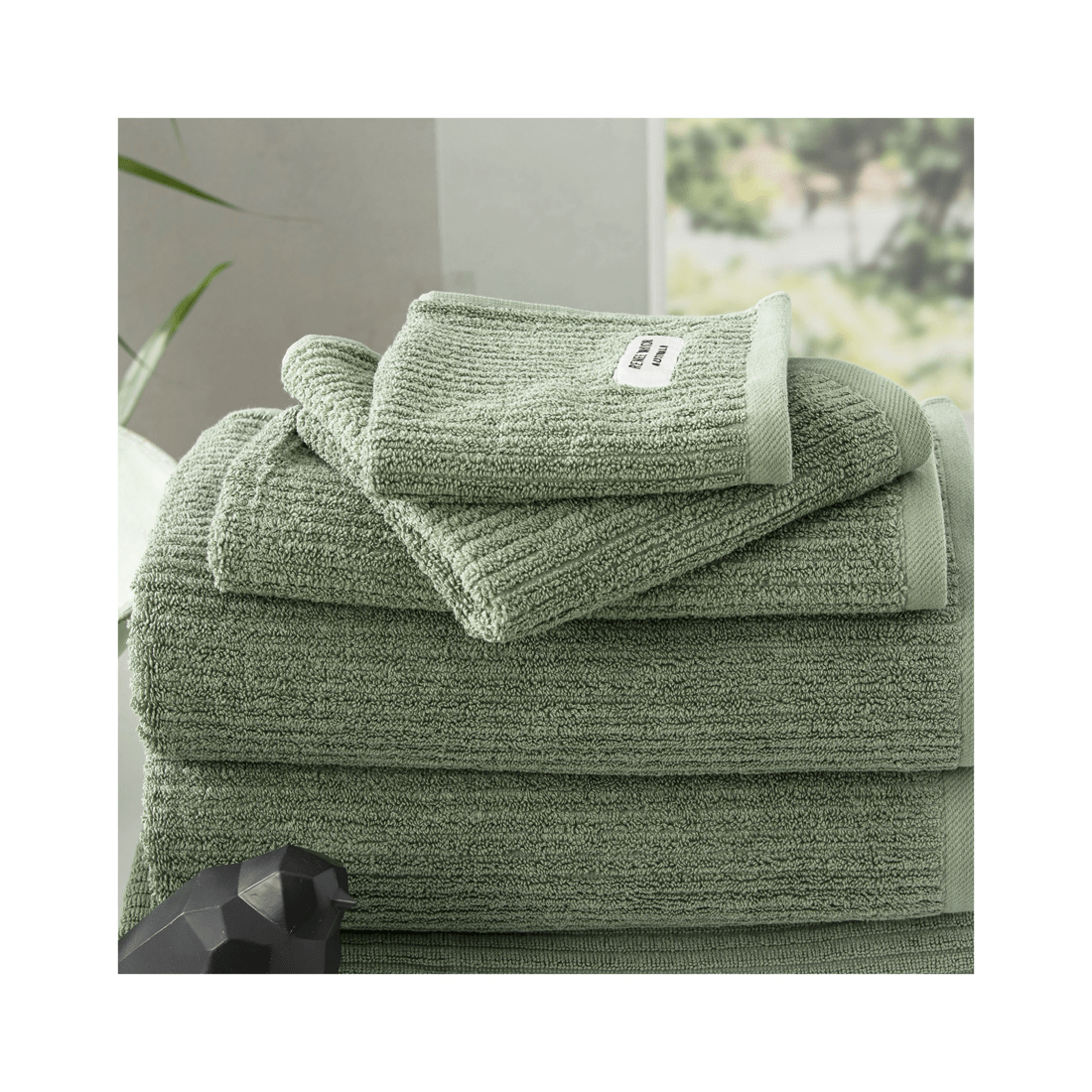 2 4pc KG Linen  Bath Sheet Towel 160cm Cotton Ribbed 650 GSM Sage - Green, 2 of 3