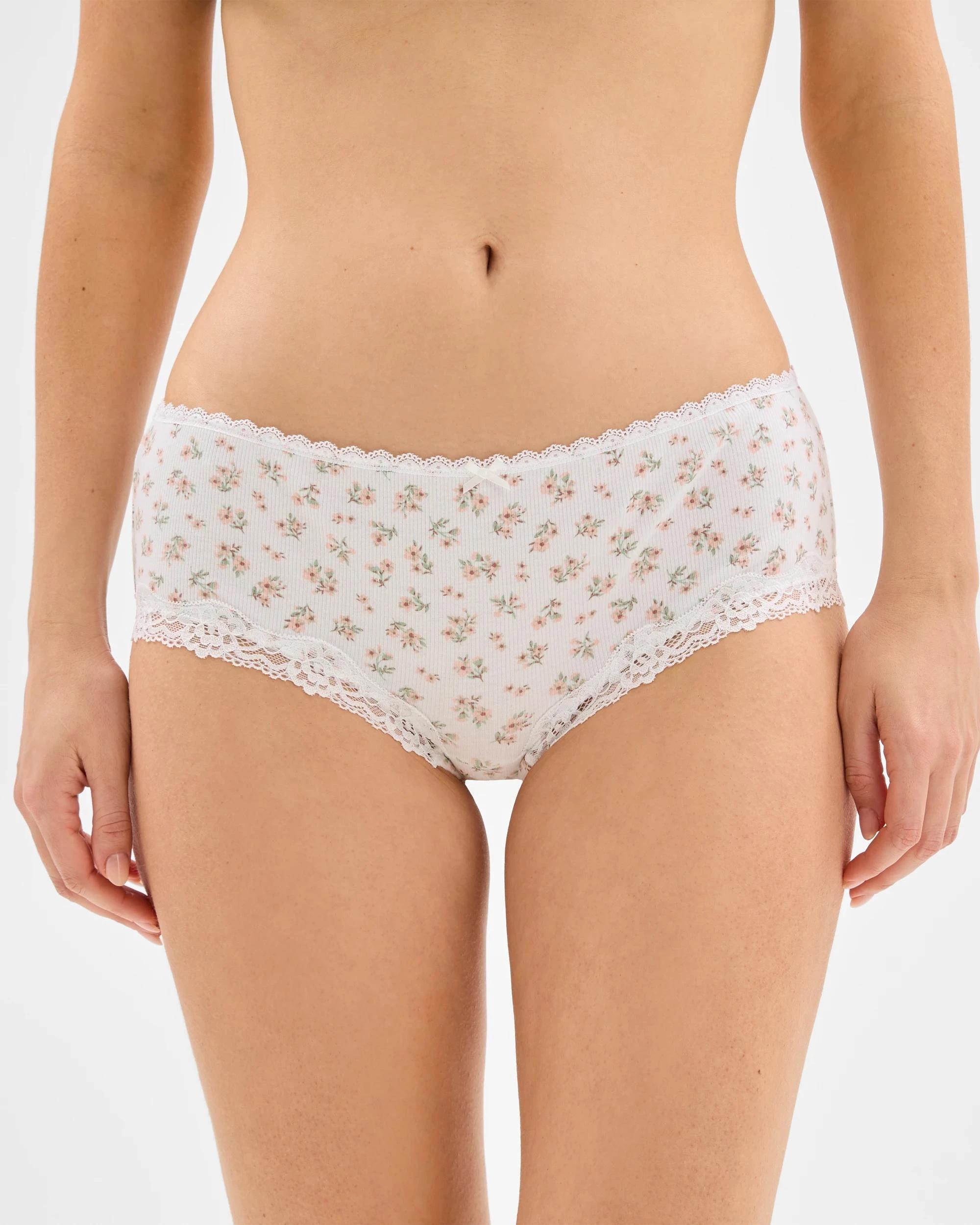 2 Target Woman Australian Cotton & Lace 3 Pack Boyleg Briefs DITSY PINK, 2 of 4