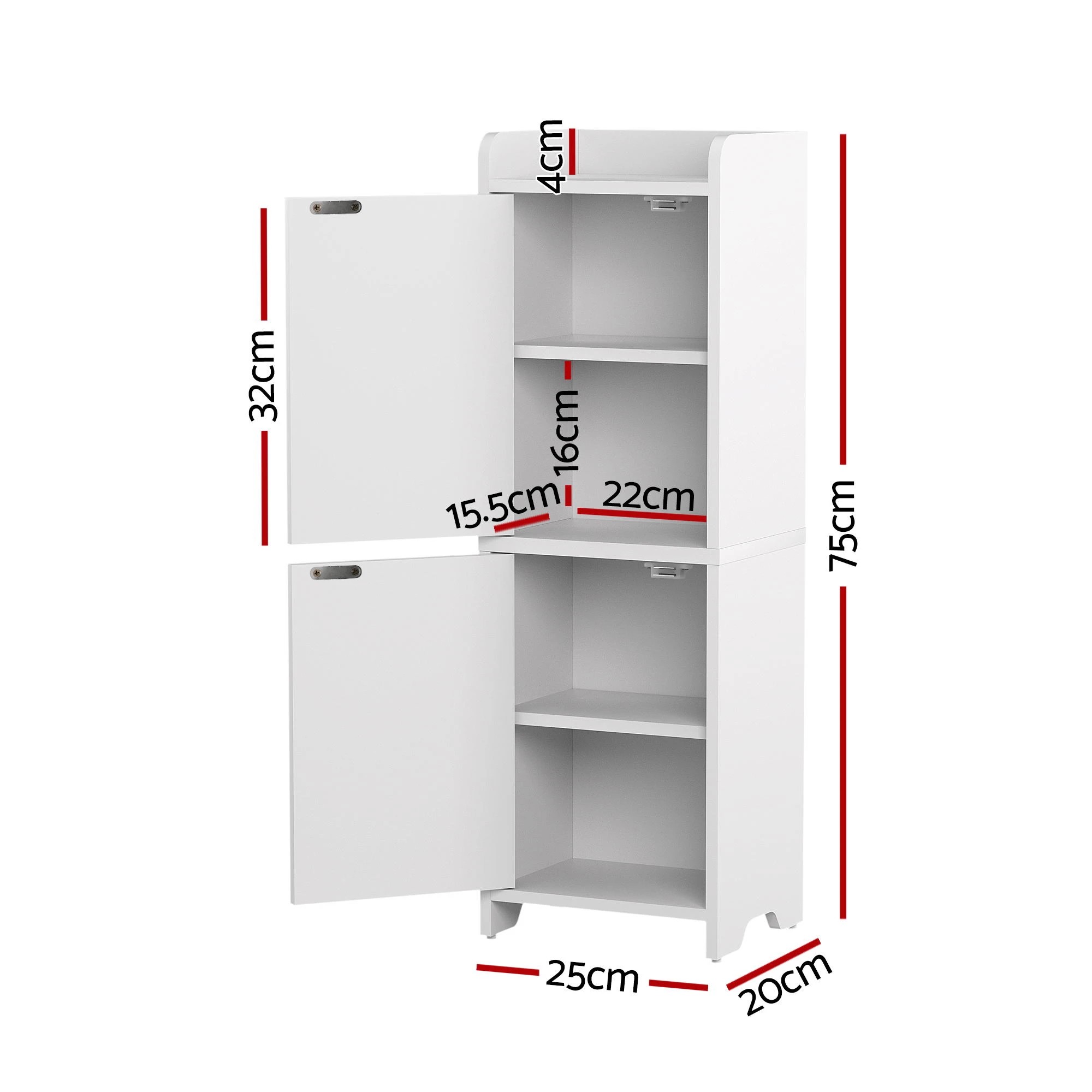 1 Artiss Bathroom Storage Cabinet Floor Organizer Toilet Corner Adjustable Shelf with - White, 1 of 1