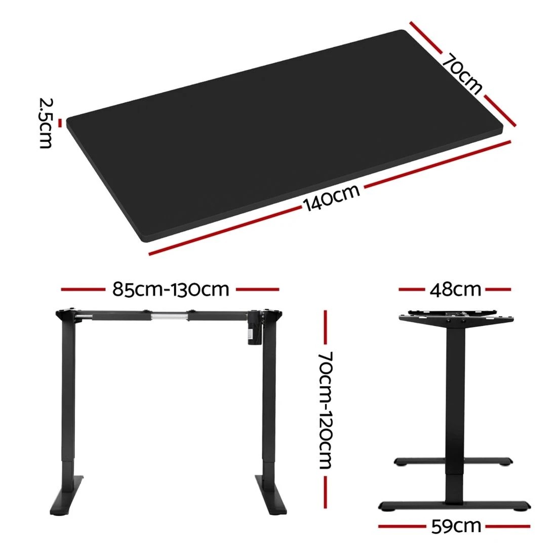 1 Artiss Standing Desk Motorised  140CM - Black, 1 of 5