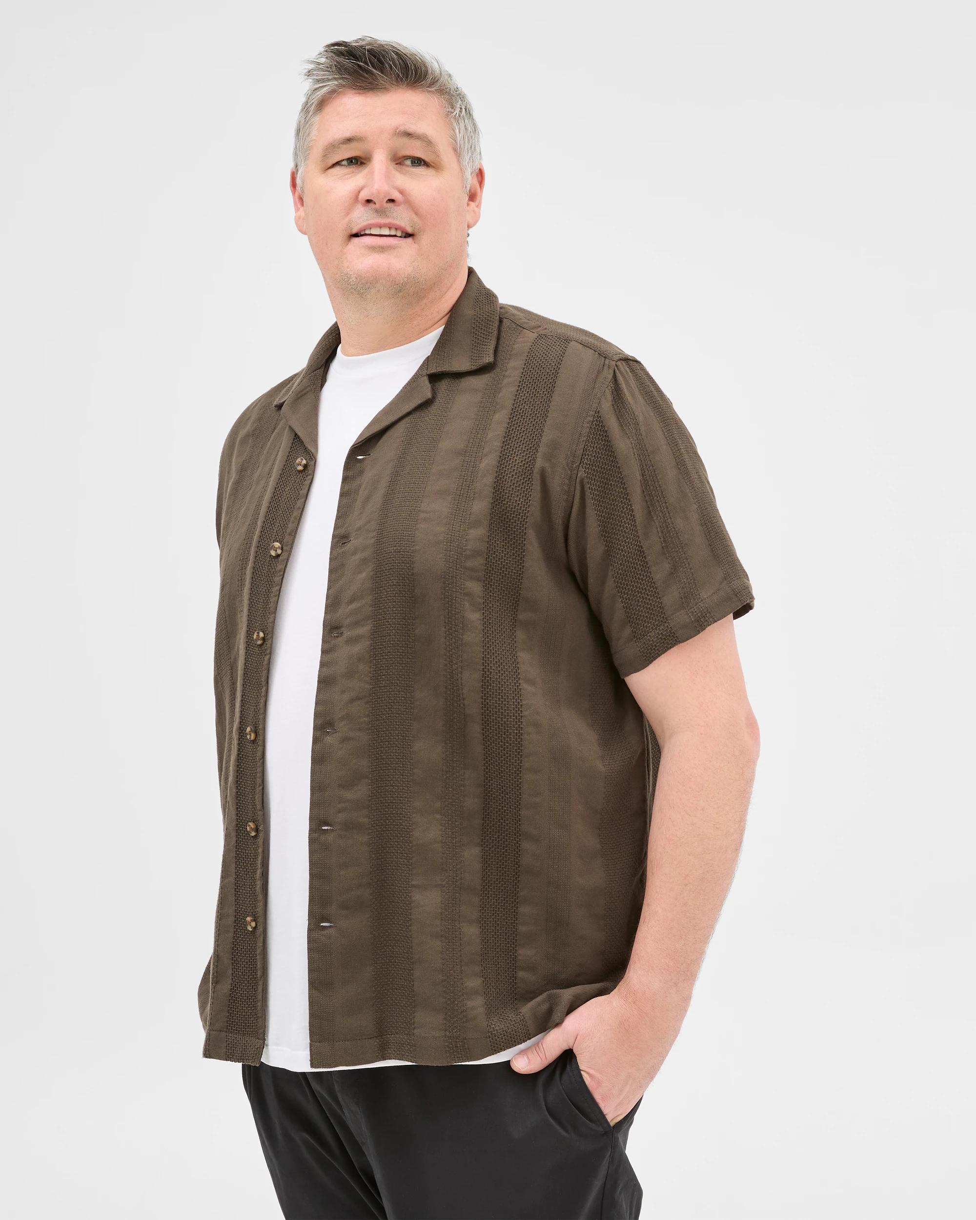 3 Target Plus Size Australian Cotton Textured Reverse Shirt DARK OLIVE, 3 of 6