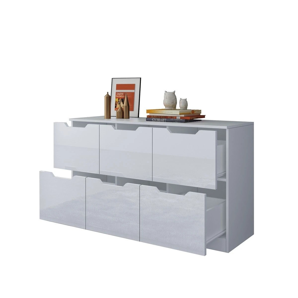 1 Ausway Modern Wooden Chest of Drawers Storage High Gloss, 1 of 6