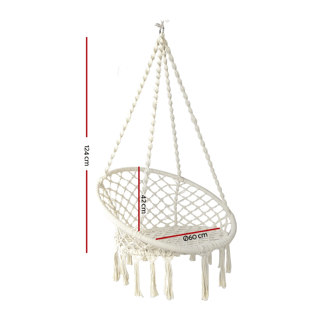 2 Gardeon Hammock Chair Outdoor Hanging Macrame Cotton Indoor - Beige, 2 of 7