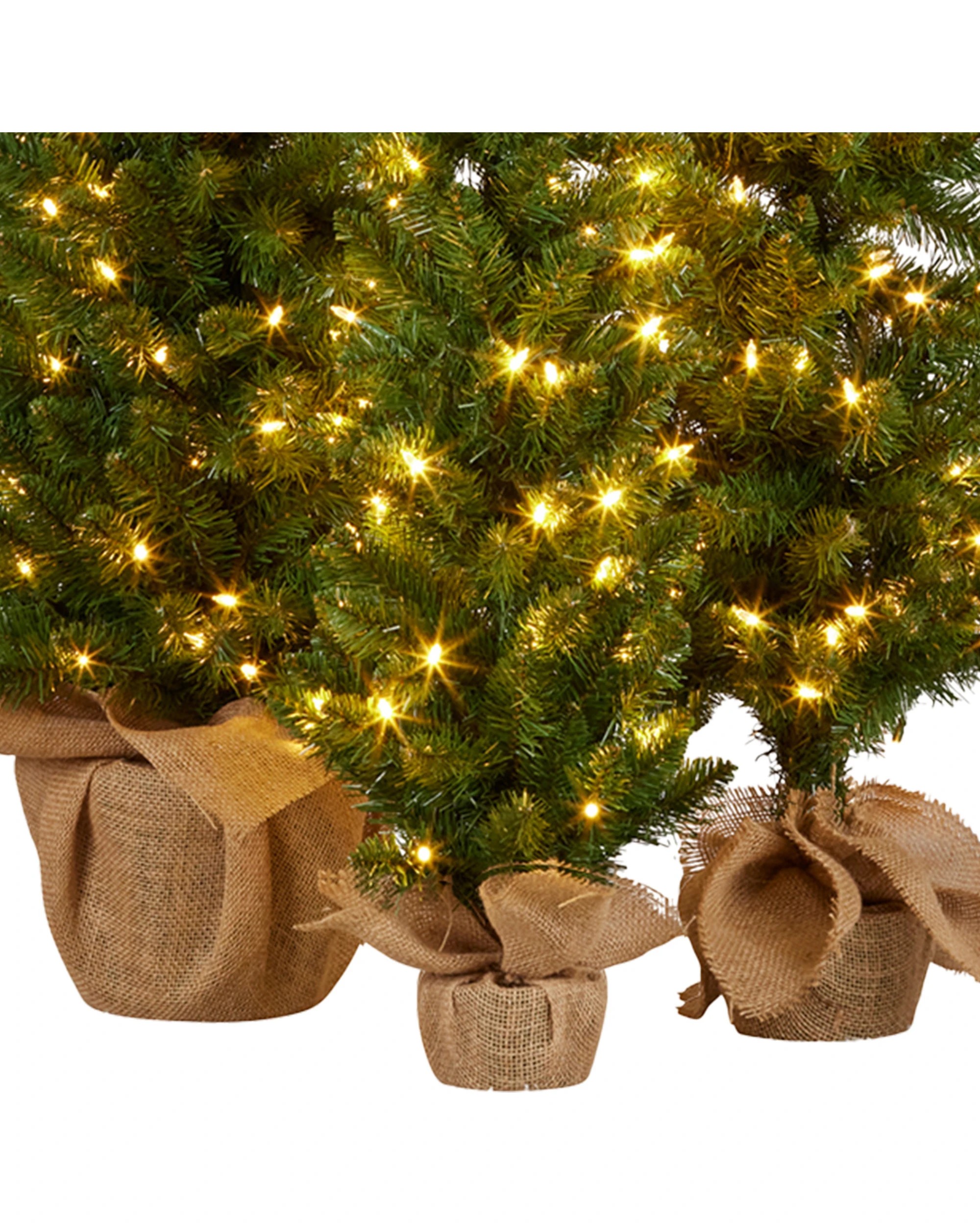 4 Christabelle Set Of 3 Pre-lit Christmas Trees Green Pine Led Lights Hessian Base Individual Plugs Varying Heights, 4 of 9
