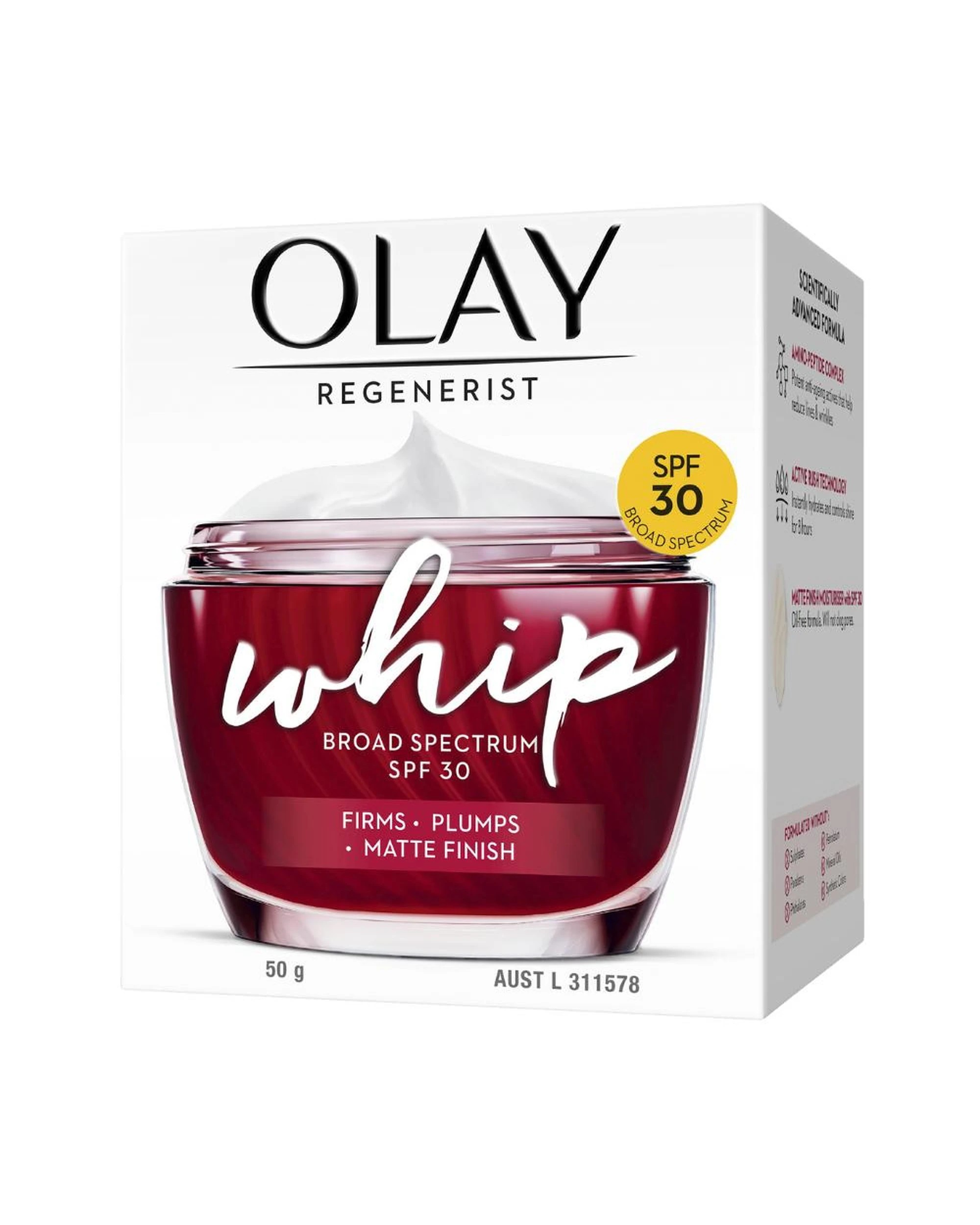 2 Olay Regenerist Whip UV SPF30 Active Moisturiser 50g, 2 of 8