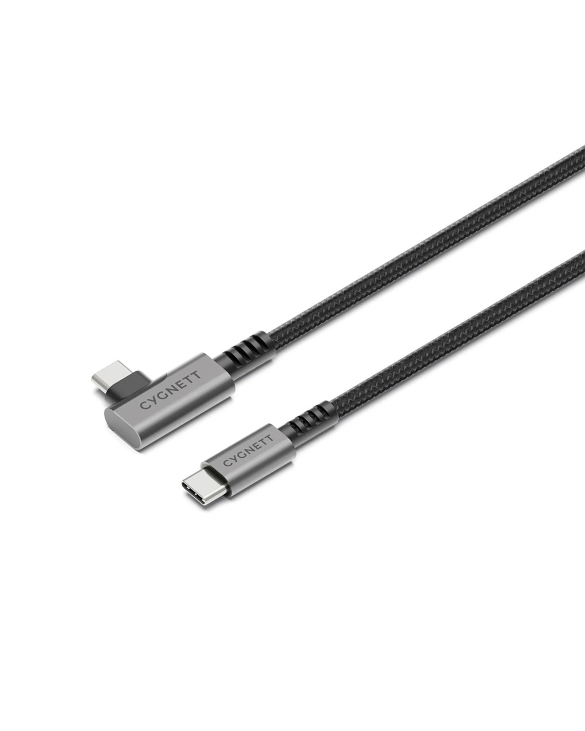 1 Cygnett - Unite Right-Angle 1m USB-C to USB-C (3.1) Cable - Black, 1 of 1