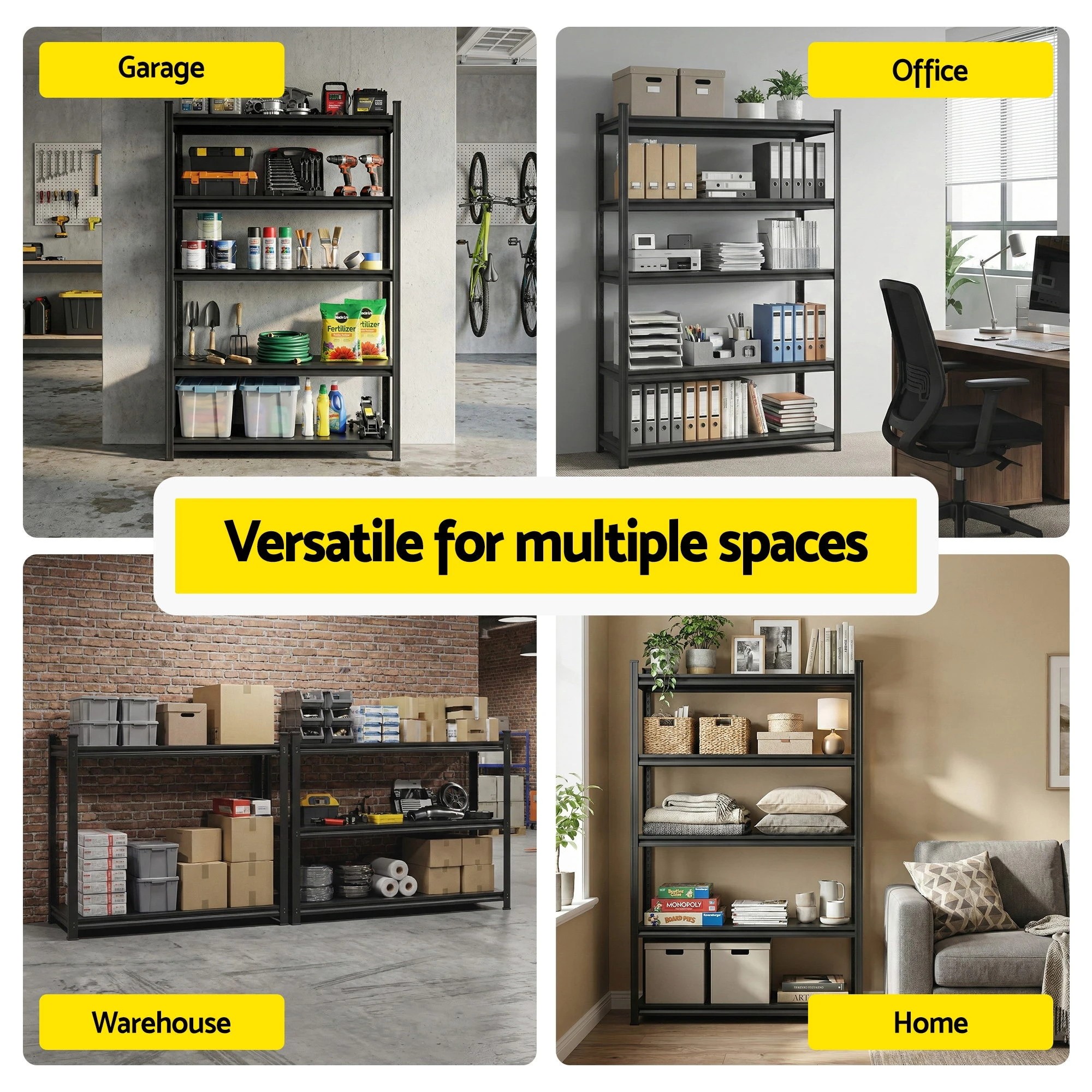 4 Giantz Garage Shelving 1.8X1.2m Warehouse Rack Storage Shelves Workshop Racks Steel - Black, 4 of 6