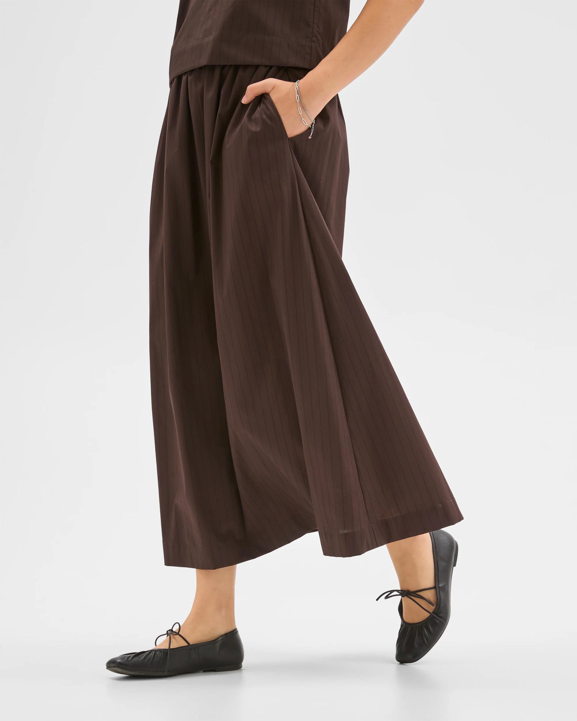 4 Preview Australian Cotton Elasticated Waist Skirt CHOCOLATE STRIPE, 4 of 6