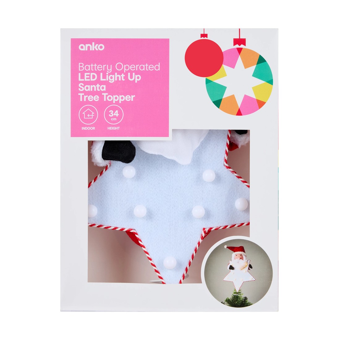 6 LED Light Up Santa Tree Topper, 6 of 7