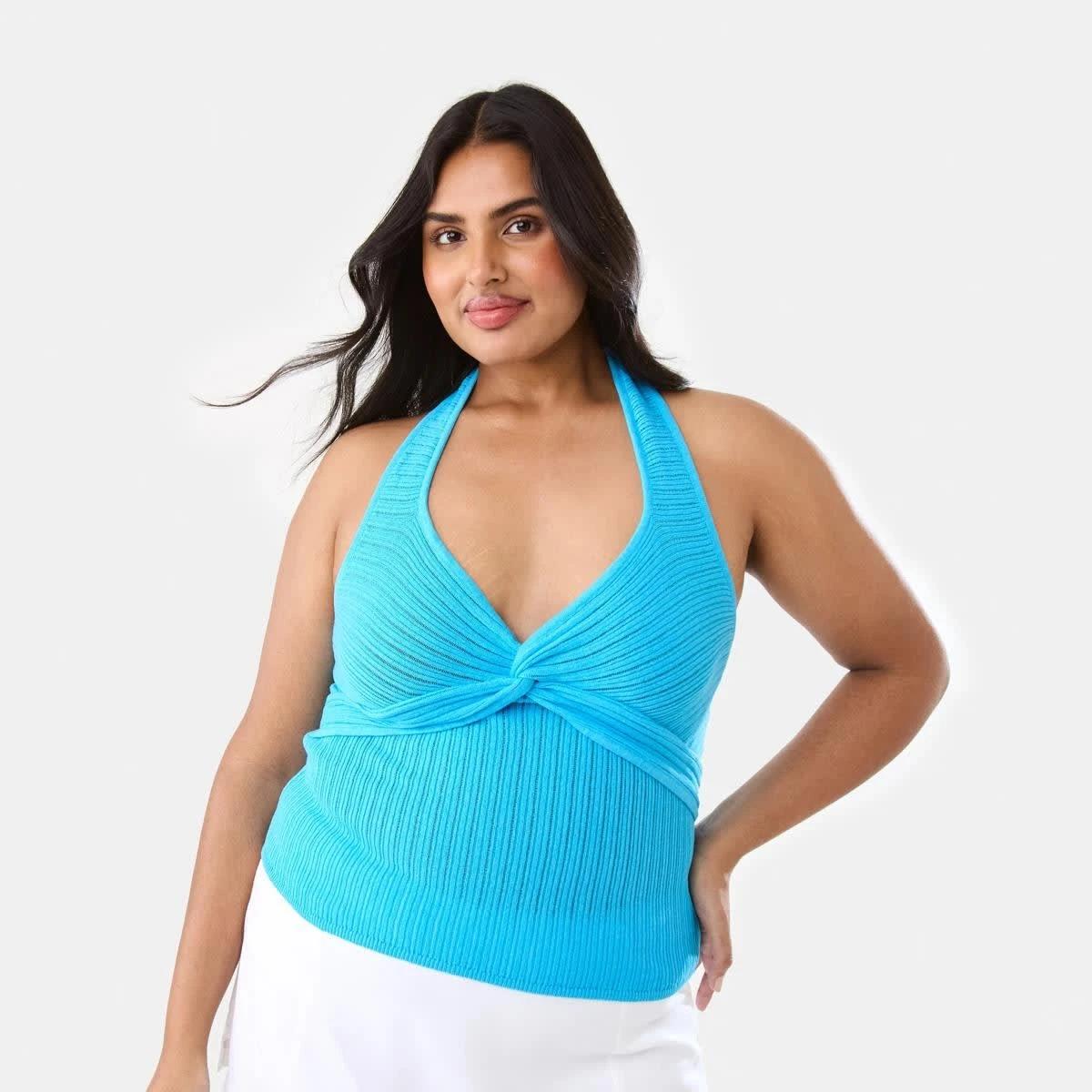 3 Halter Twist Front Top AQUAMARINE, 3 of 10