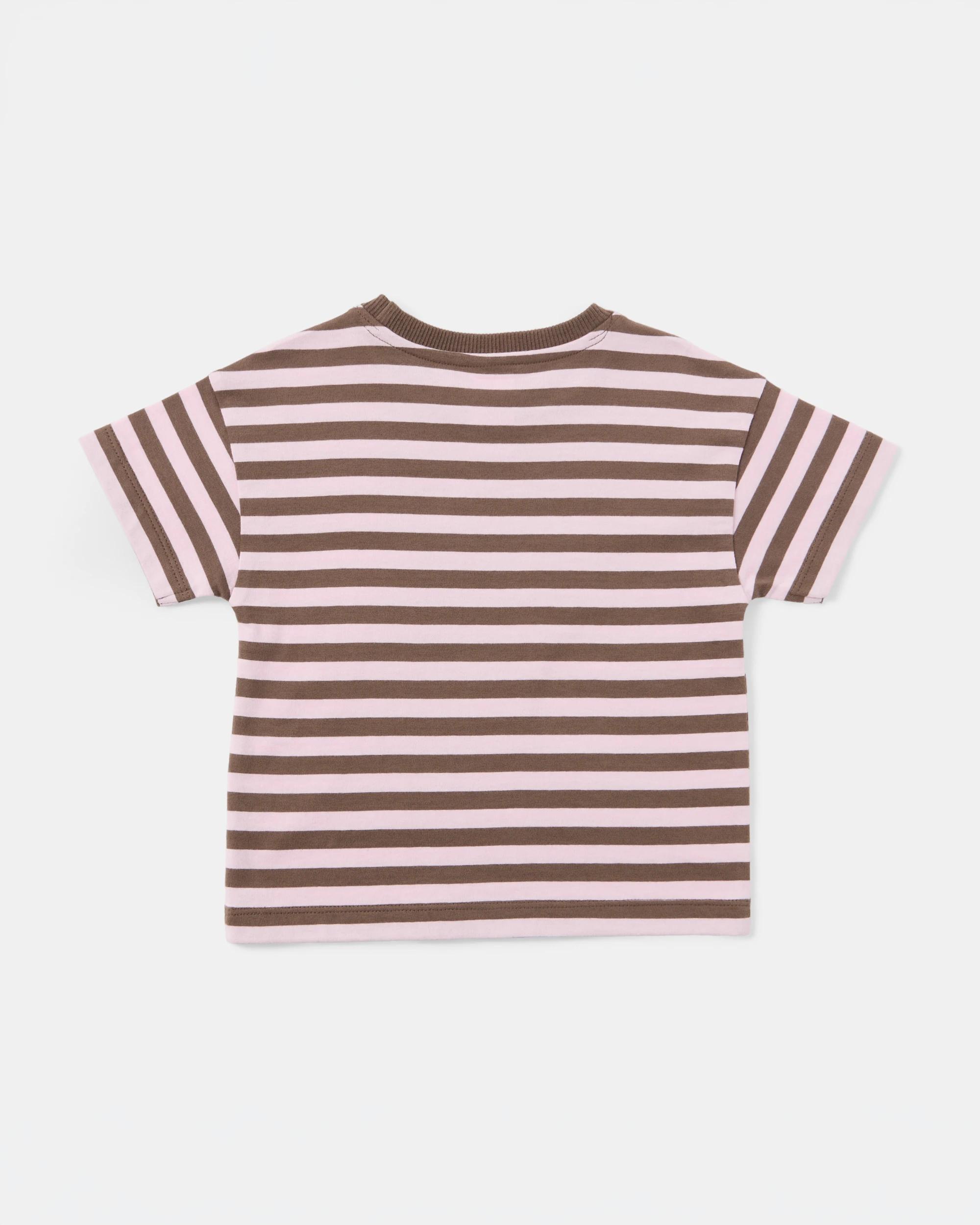 2 Cotton Short Sleeve Oversized T-shirt Pnk Strp, 2 of 3