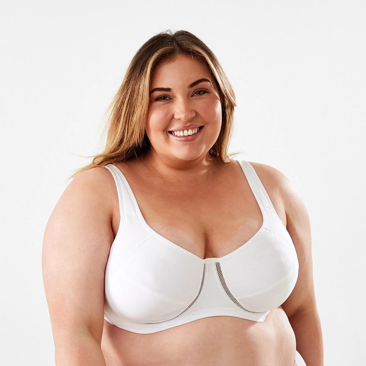 1 Full Figure Sports Underwire Soft Cup Bra WHITE, 1 of 5