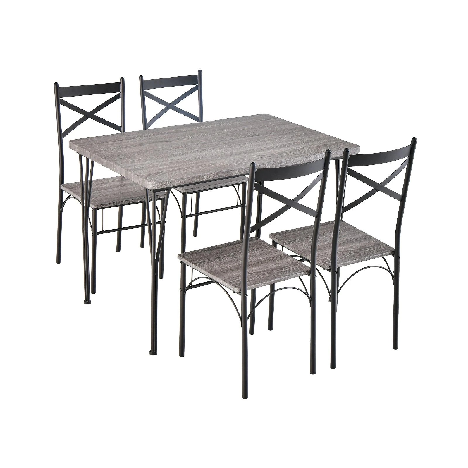 1 Costway 5PCS Dining Table Set Kitchen Table & 4 Dining Chairs Set Home Furniture Set - Grey, 1 of 4
