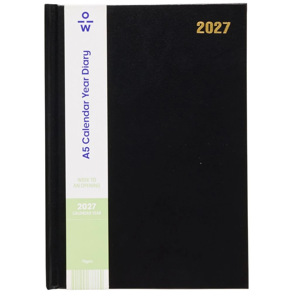 1 Officeworks A5 Week to View 2027 Diary Black, 1 of 7