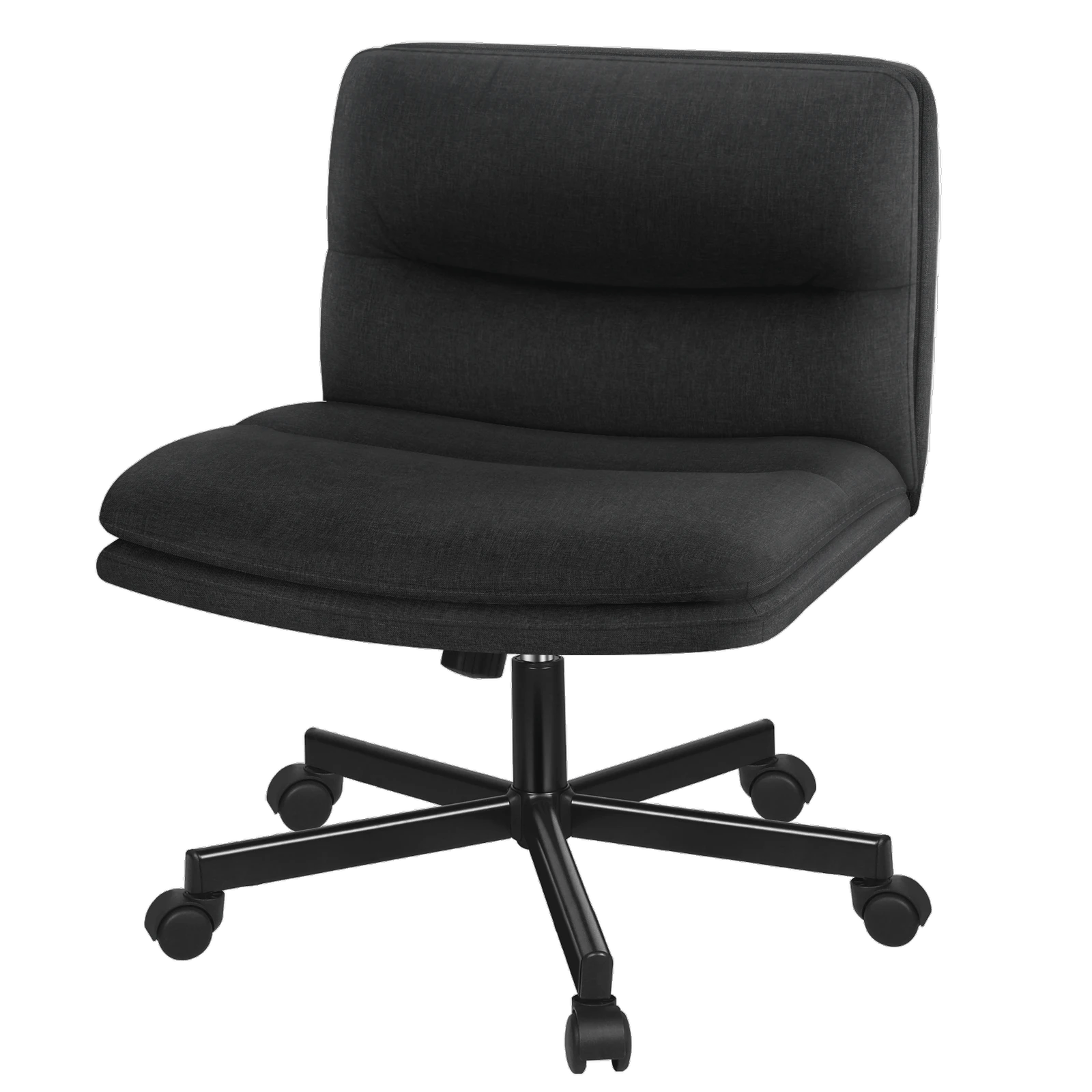 1 Alfordson Desk Chair Office Computer Armless Wide Seat Mid Back Fabric - Black, 1 of 7