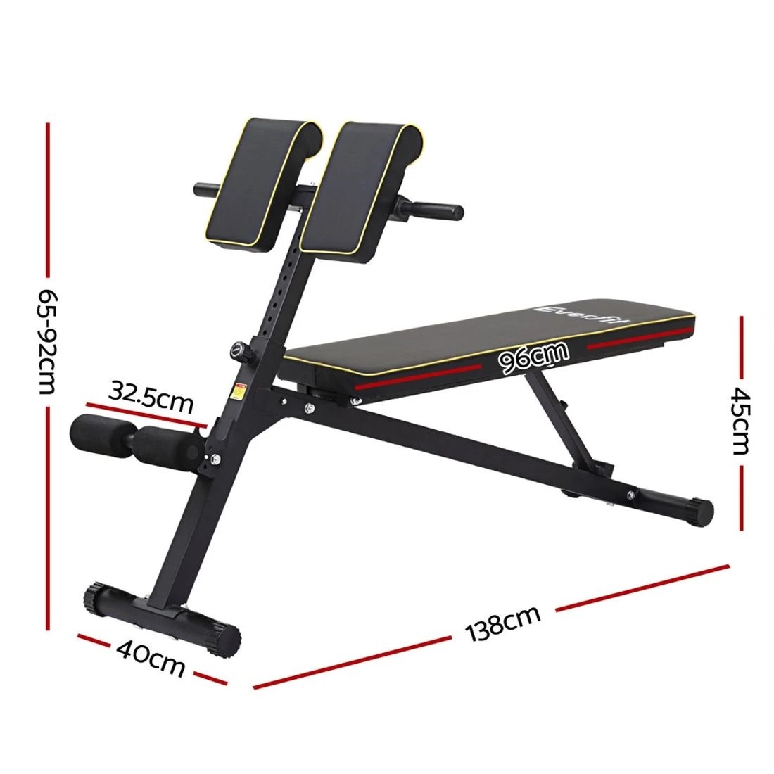 2 Everfit Roman Chair Adjustable Weight Bench Strength Training Preacher Curls - Black, 2 of 6