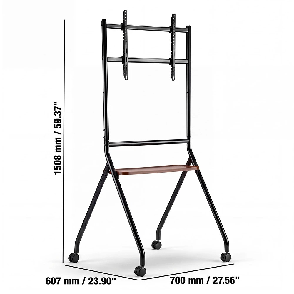 2 ZUNI Mobile TV Stand for 32–85" TVs With Extra Shelf Height Adjustable - Black, 2 of 3