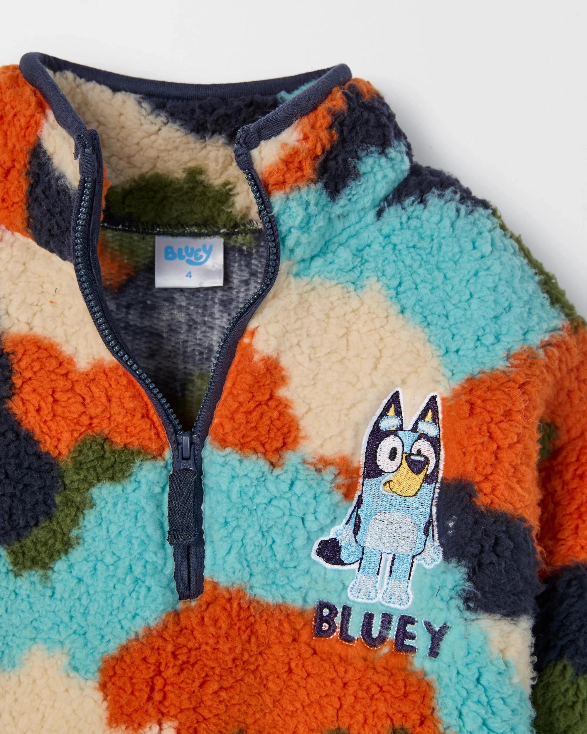 2 Bluey 1/4 Zip Teddy Fleece Jumper MULTI, 2 of 2