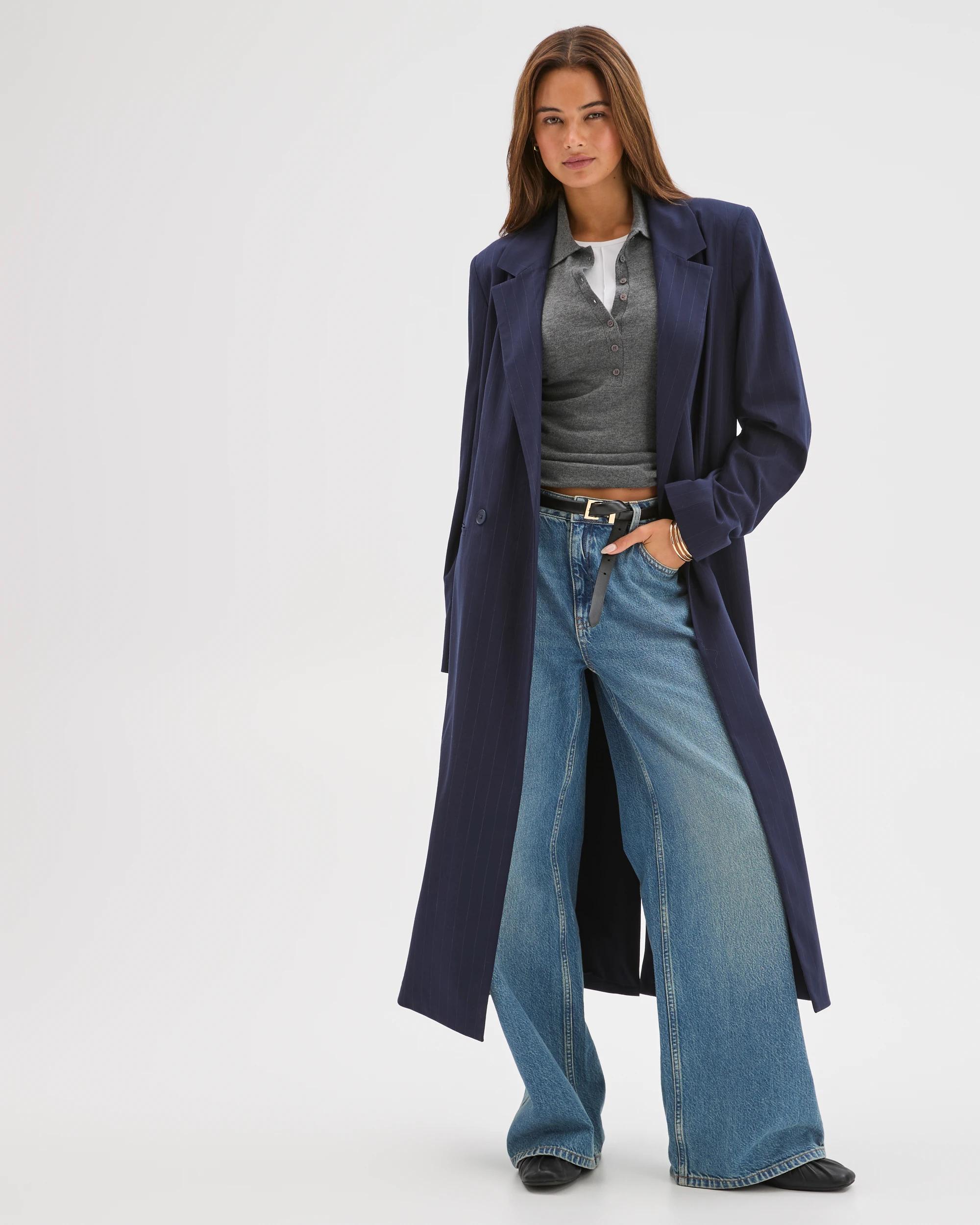 2 Lily Loves Longline Blazer NAVY PINSTRIPE, 2 of 6