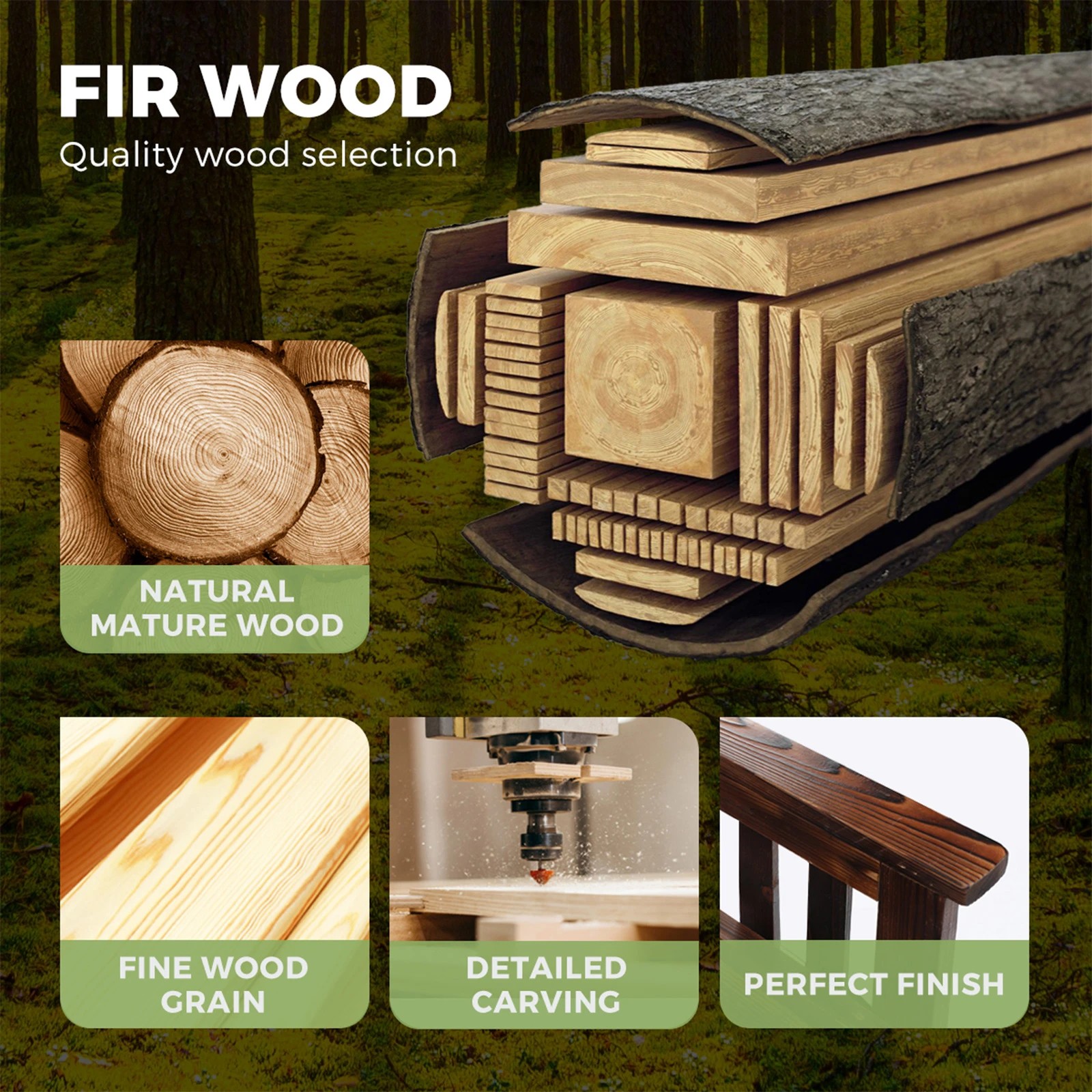 5 Livsip Garden Bench Wooden Outdoor Table & Chair Set - Charcoal, 5 of 10