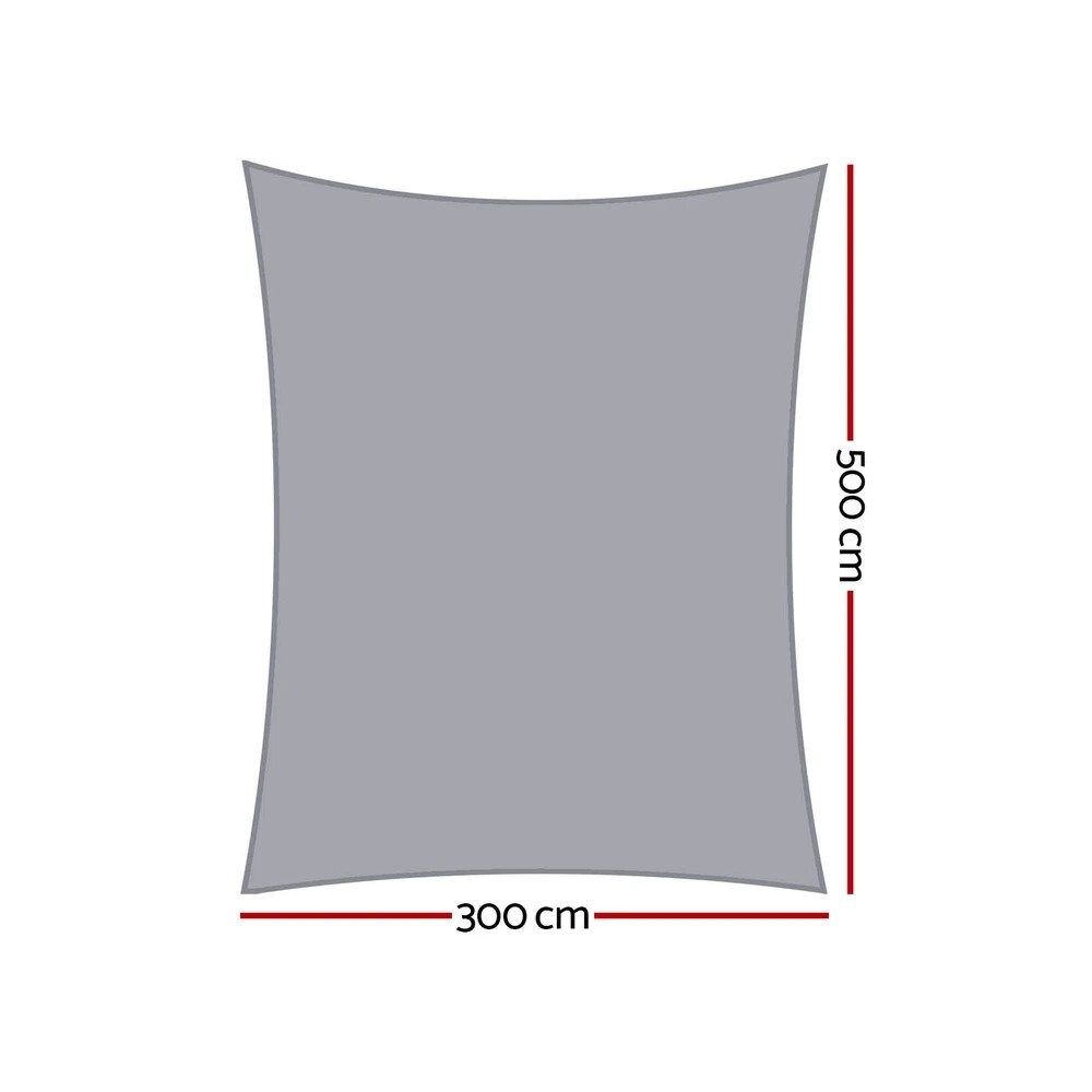 2 Instahut Waterproof Shade Sail Shade cloth 220GSM Canopy 3x5m - Grey, 2 of 6