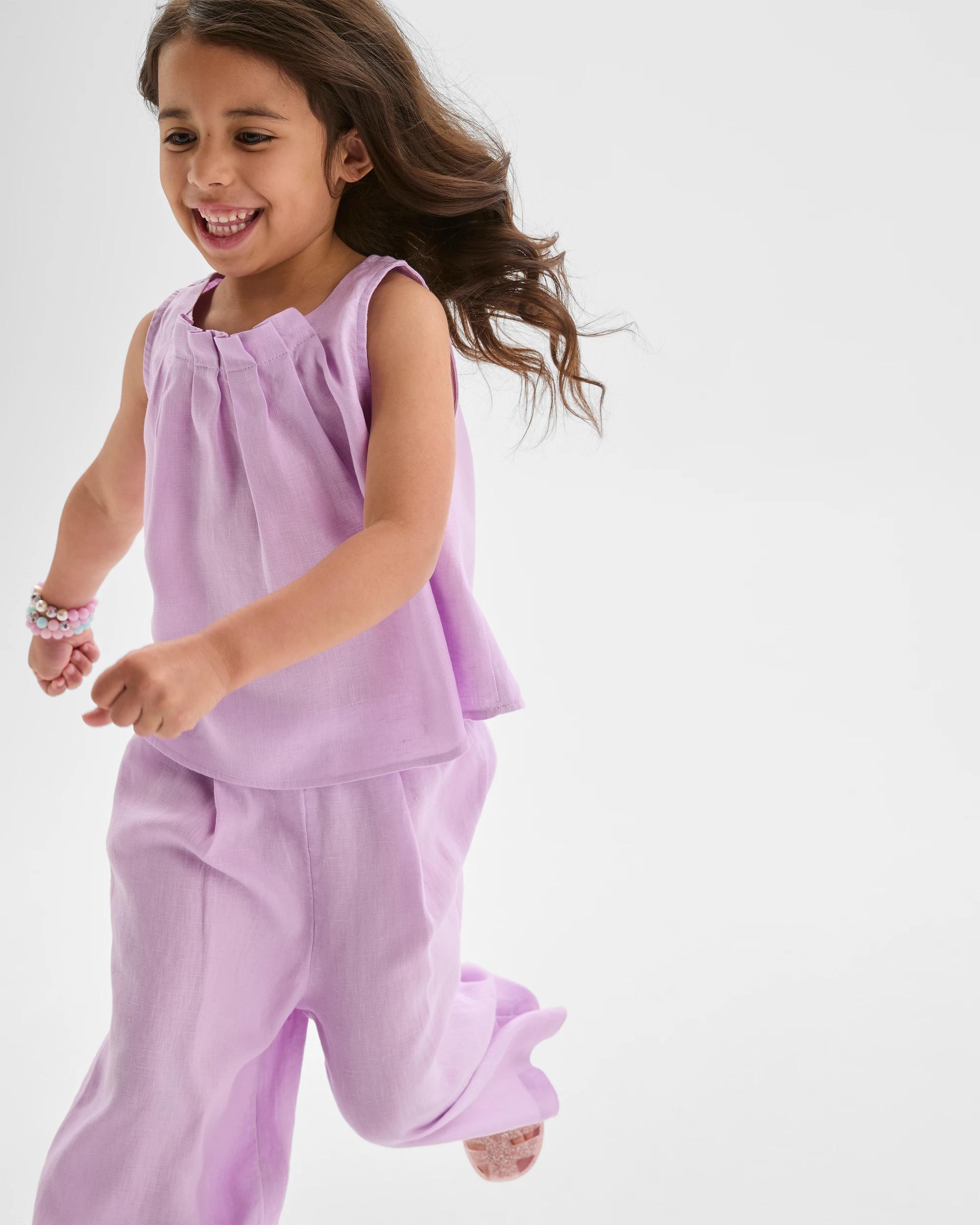 3 Target Kids European Linen Co-ord Tank Top PURPLE, 3 of 6
