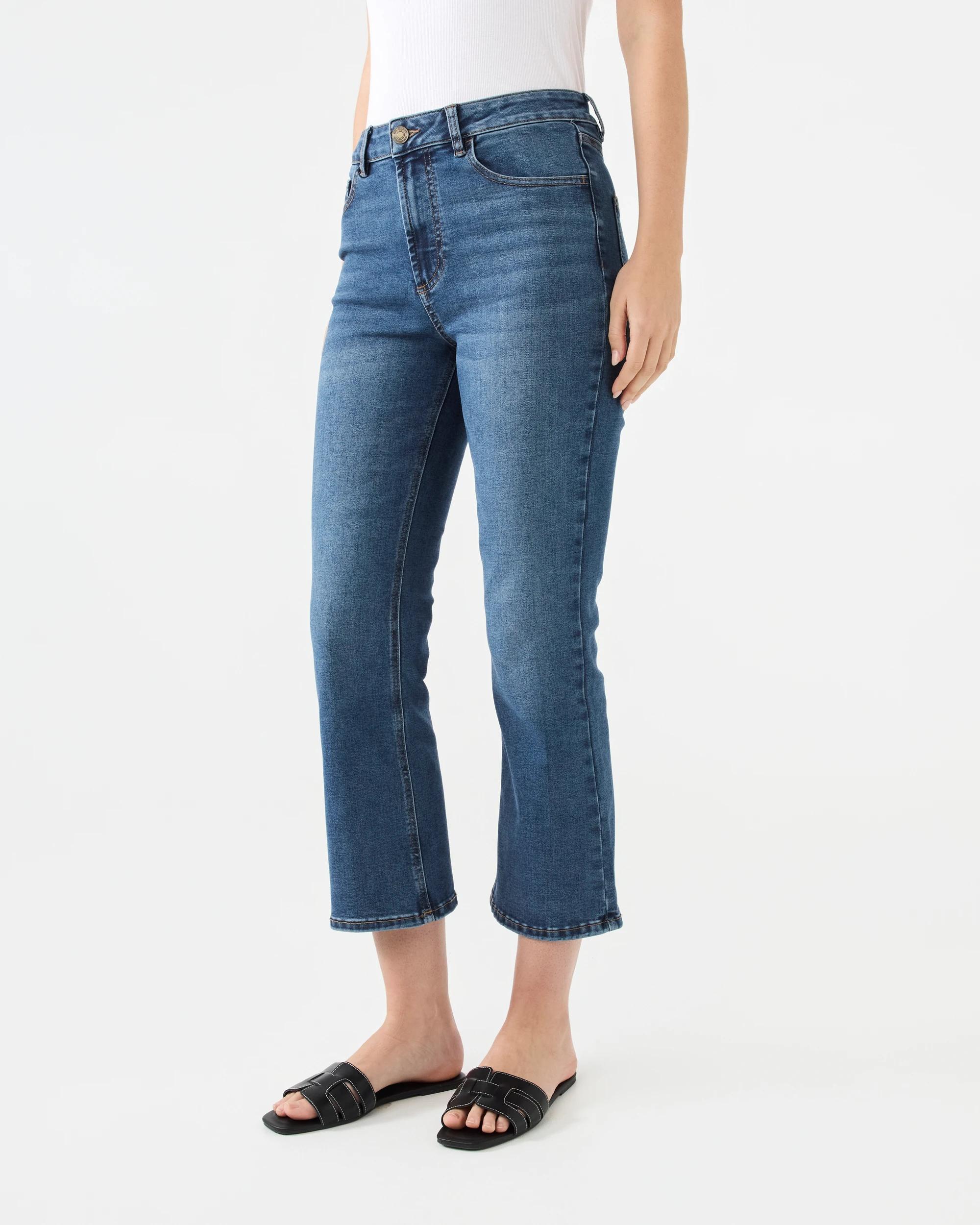 2 Cropped Kick Flare Jeans Mid Denim, 2 of 7