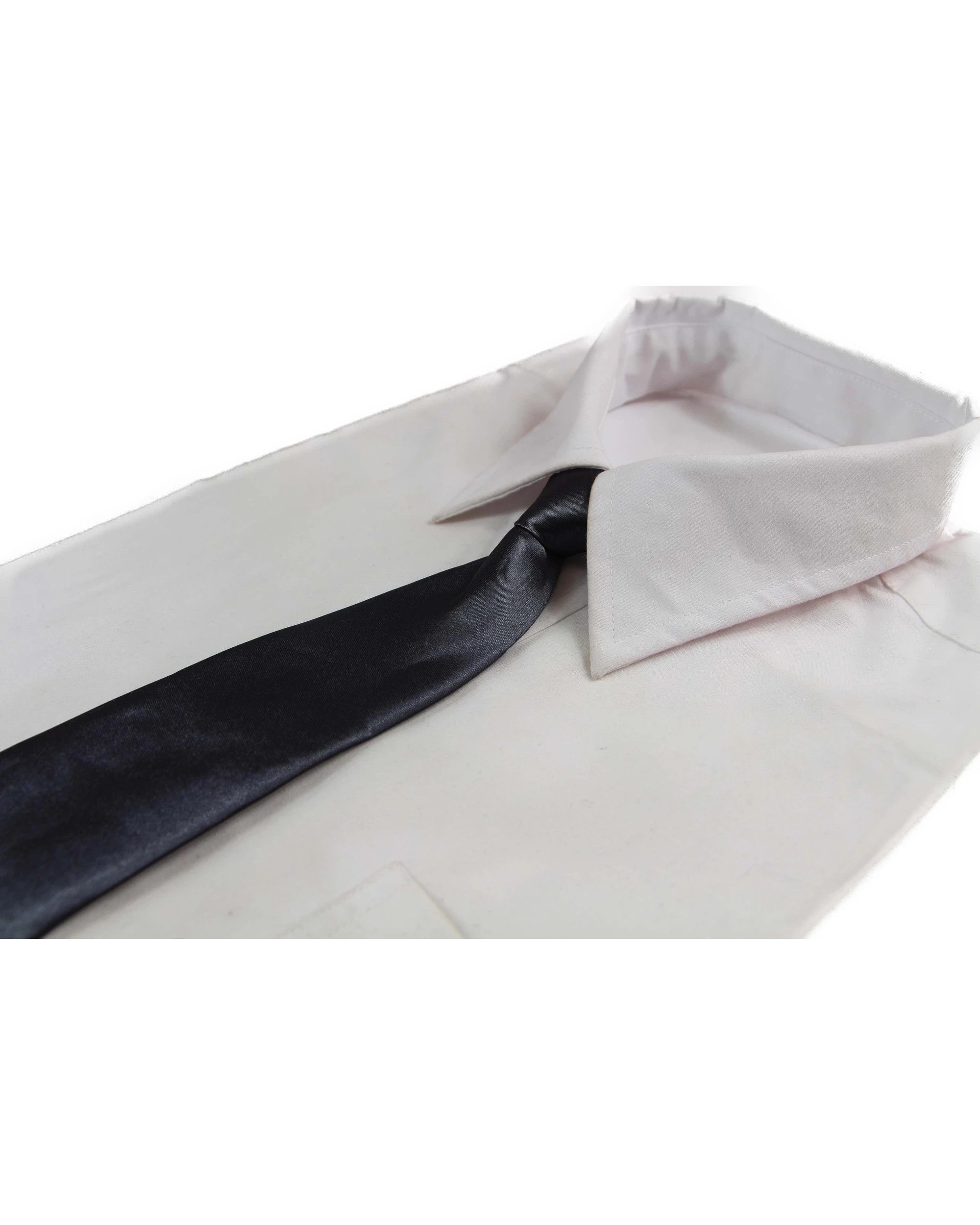 1 Zasel Kids Boys Gunmetal Elastic Plain Neck Tie, 1 of 1