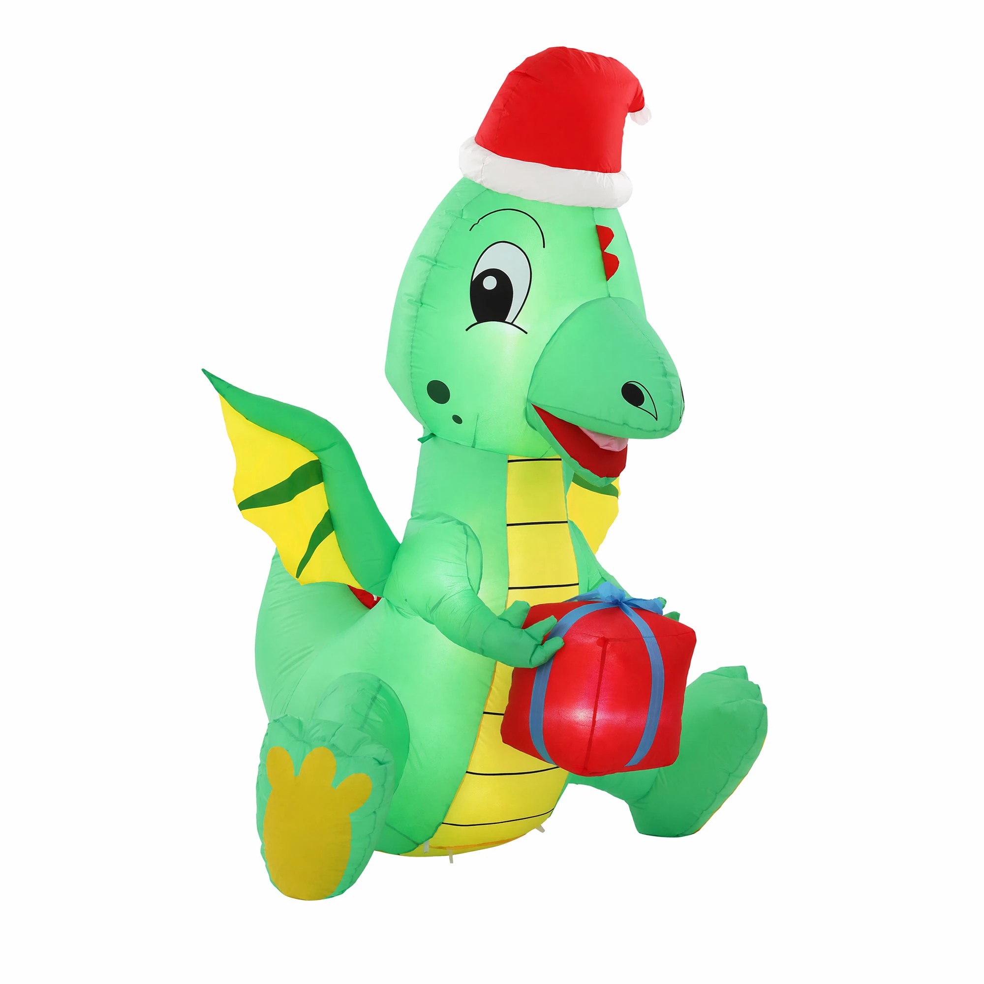 1 Jingle Jollys Christmas Inflatable Dragon 1.8M Height LED Outdoor Decorations Illuminated - Green, 1 of 9