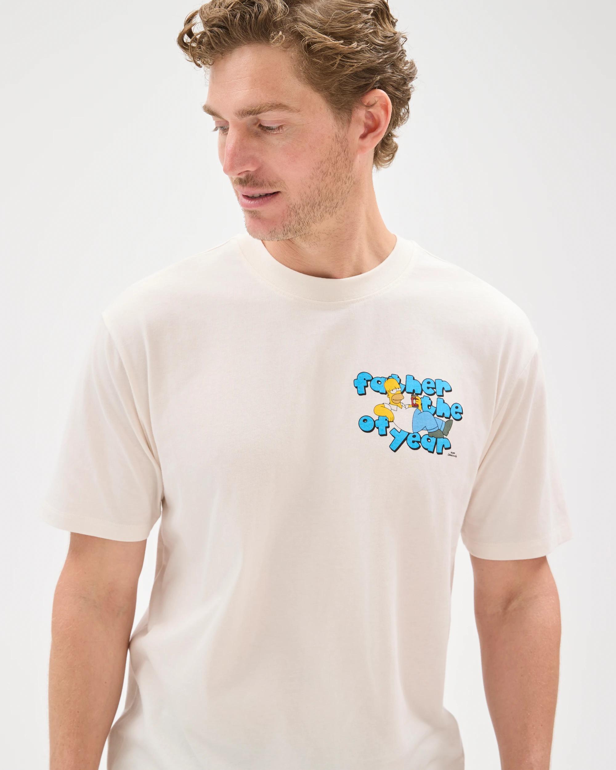 3 The Simpsons Australian Cotton T-Shirt WHITE FATHER OF THE YEAR, 3 of 7