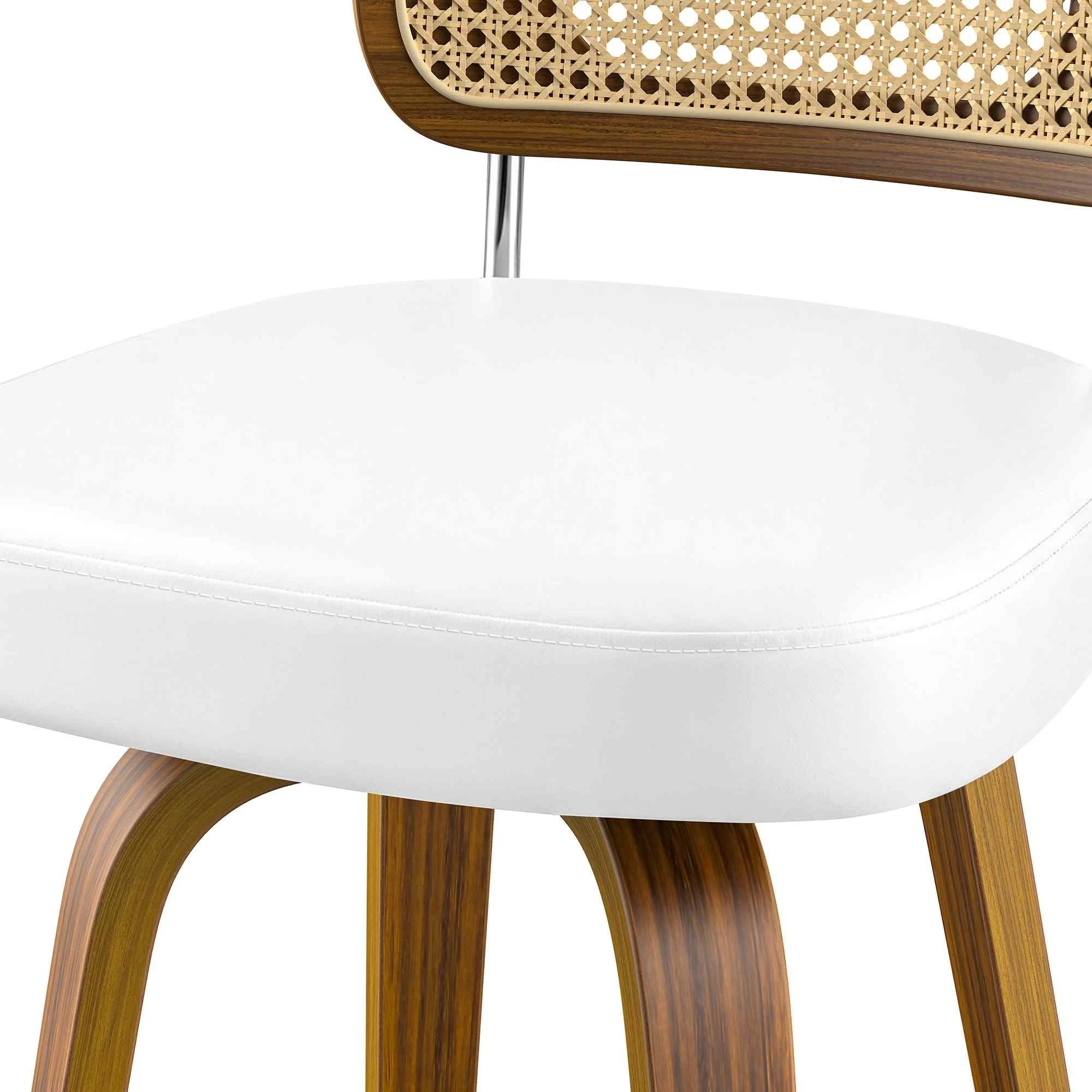 8 Alfordson 4x Bar Stools Kitchen Vintage Leather Seat Rattan Chair - White, 8 of 10