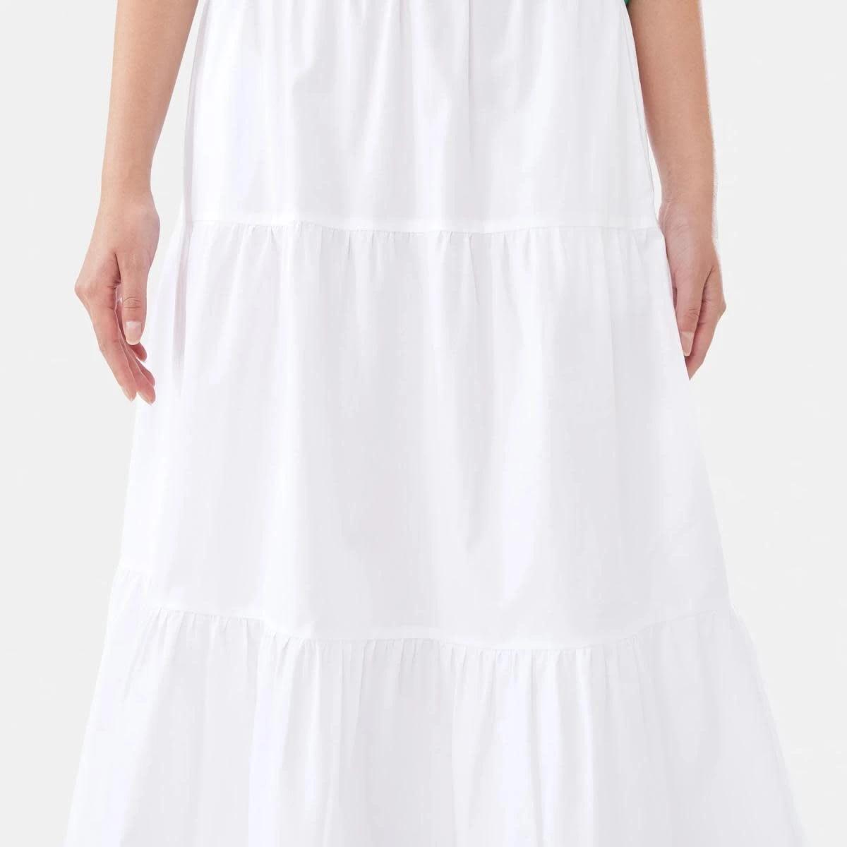 7 Poplin Tiered Maxi Skirt WHITE, 7 of 8