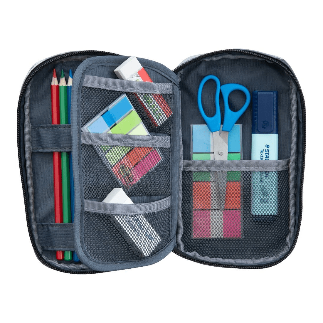 2 Liht Lab Single Zip Multi Compartment Pencil Case Grey Camo, 2 of 3