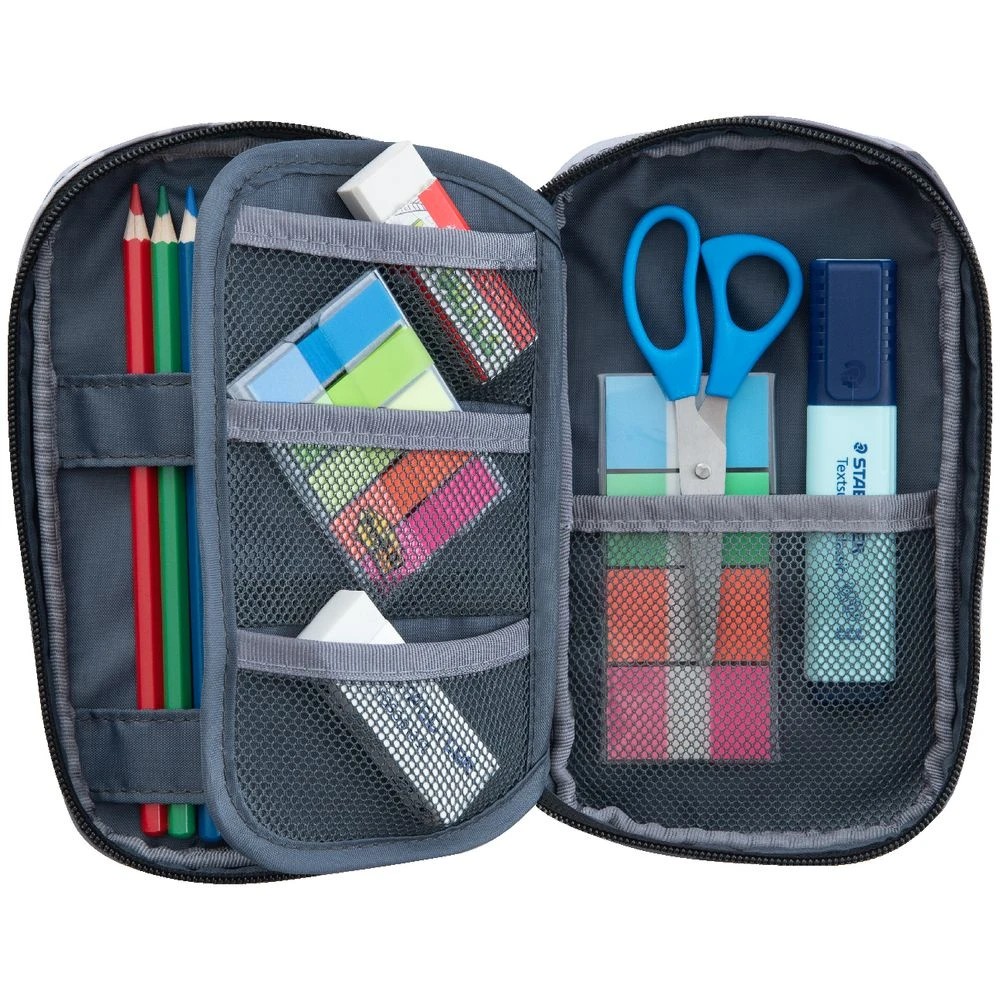 2 Liht Lab Single Zip Multi Compartment Pencil Case Grey Camo, 2 of 3