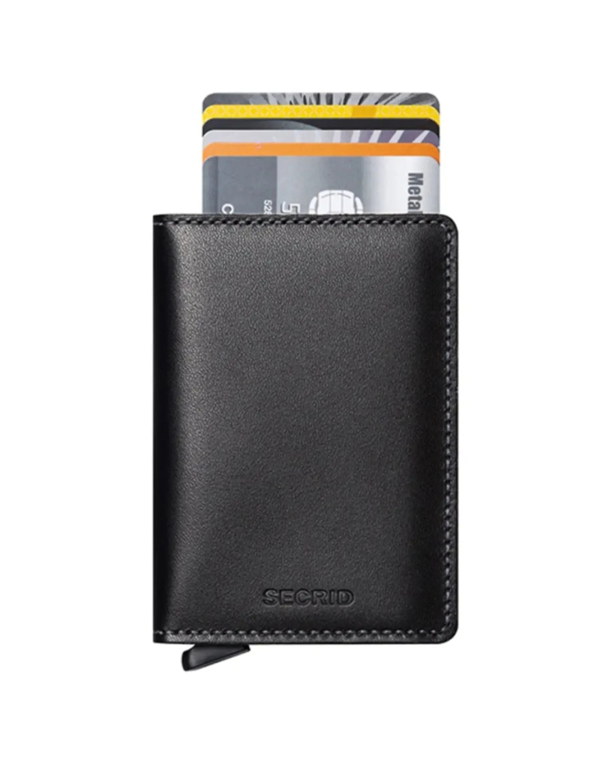 2 Secrid Slimwallet Compact RFID Travel Wallet Card Holder Aluminium Leather Durable - Black, 2 of 3